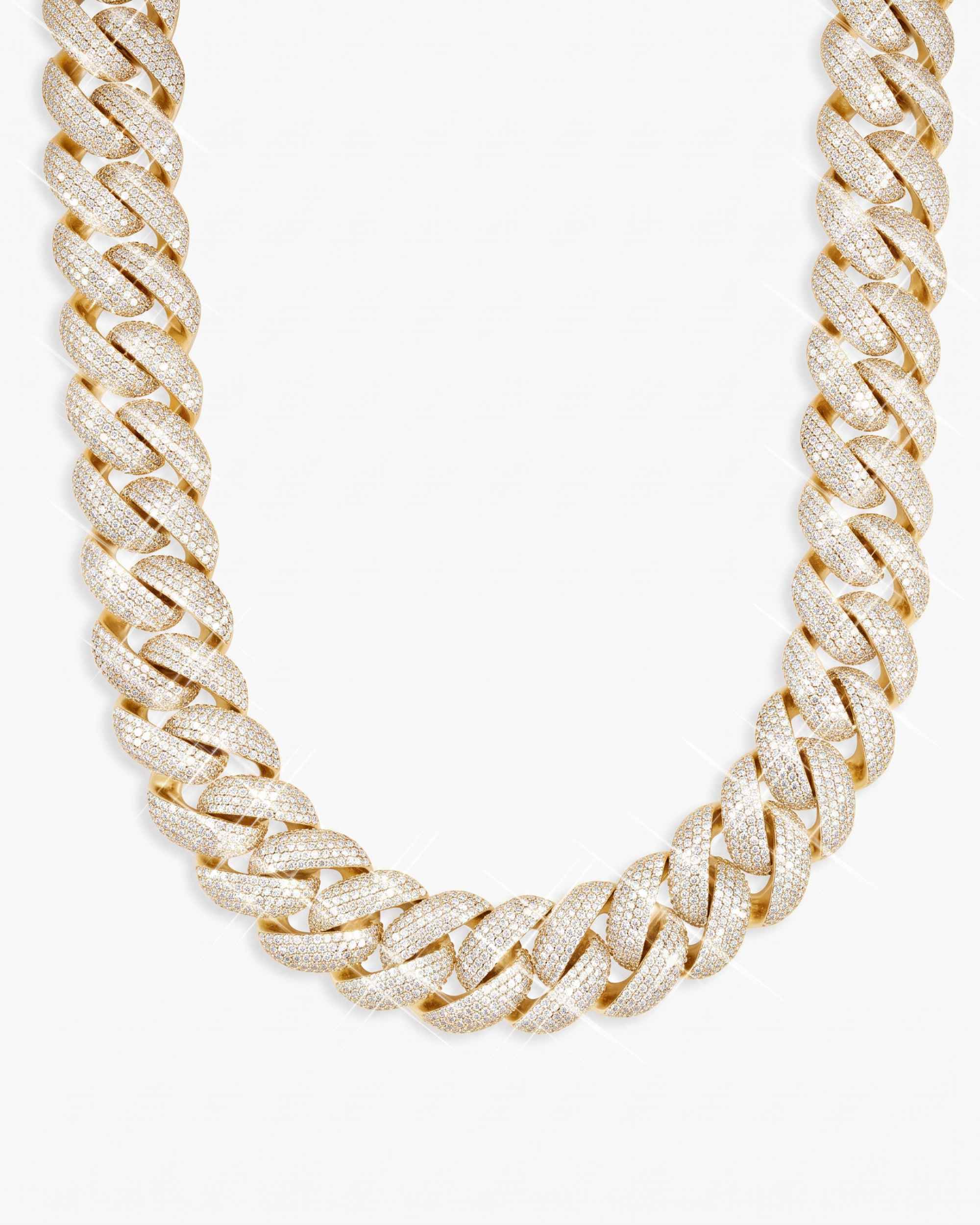 CUSTOM CLASP 22MM Moissanite 5 Row Miami Cuban Link Chain 14K Gold (view 13 of 18)