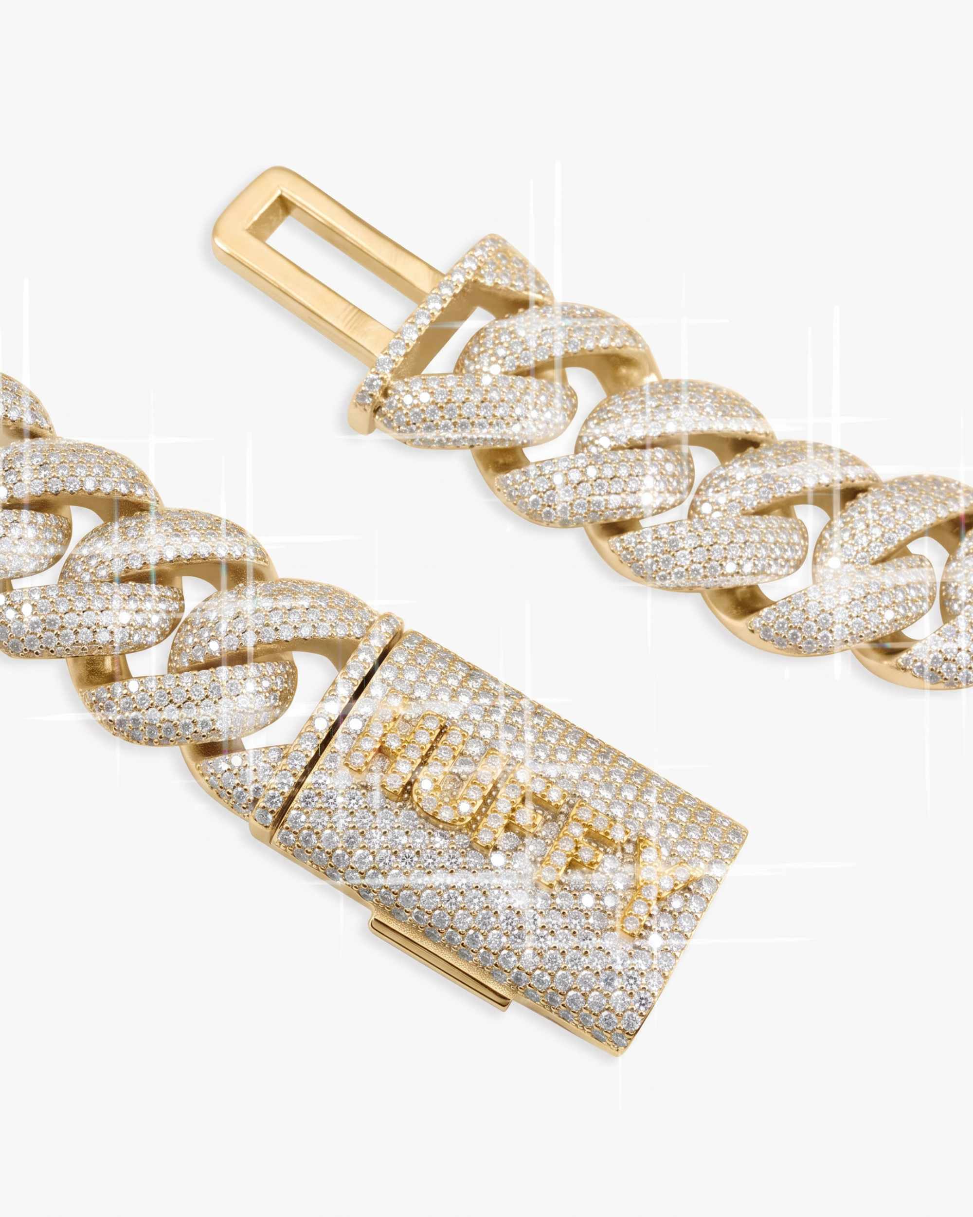 CUSTOM CLASP 22MM Moissanite 5 Row Miami Cuban Link Chain 14K Gold (view 16 of 18)