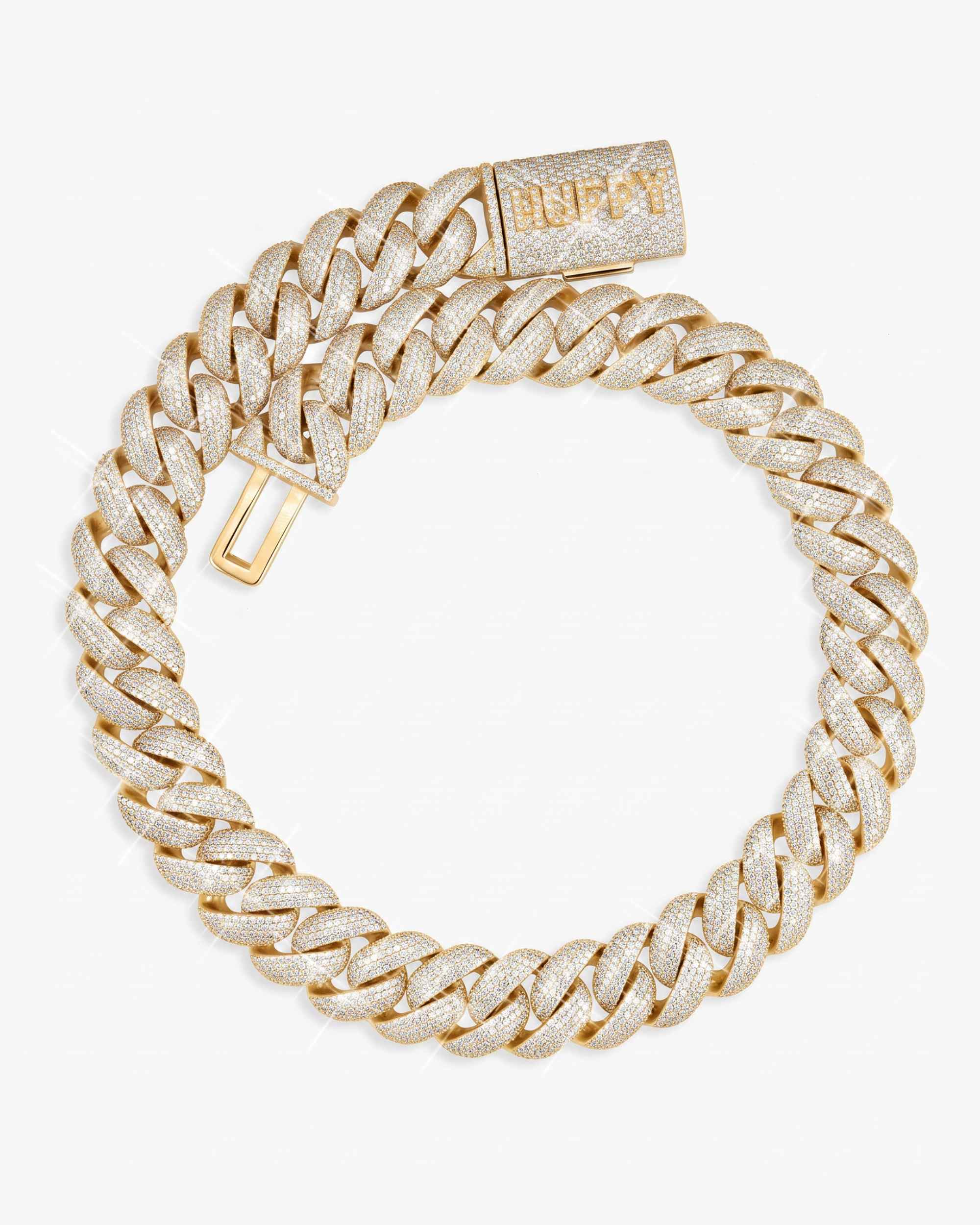 CUSTOM CLASP 22MM Moissanite 5 Row Miami Cuban Link Chain 14K Gold (view 17 of 18)