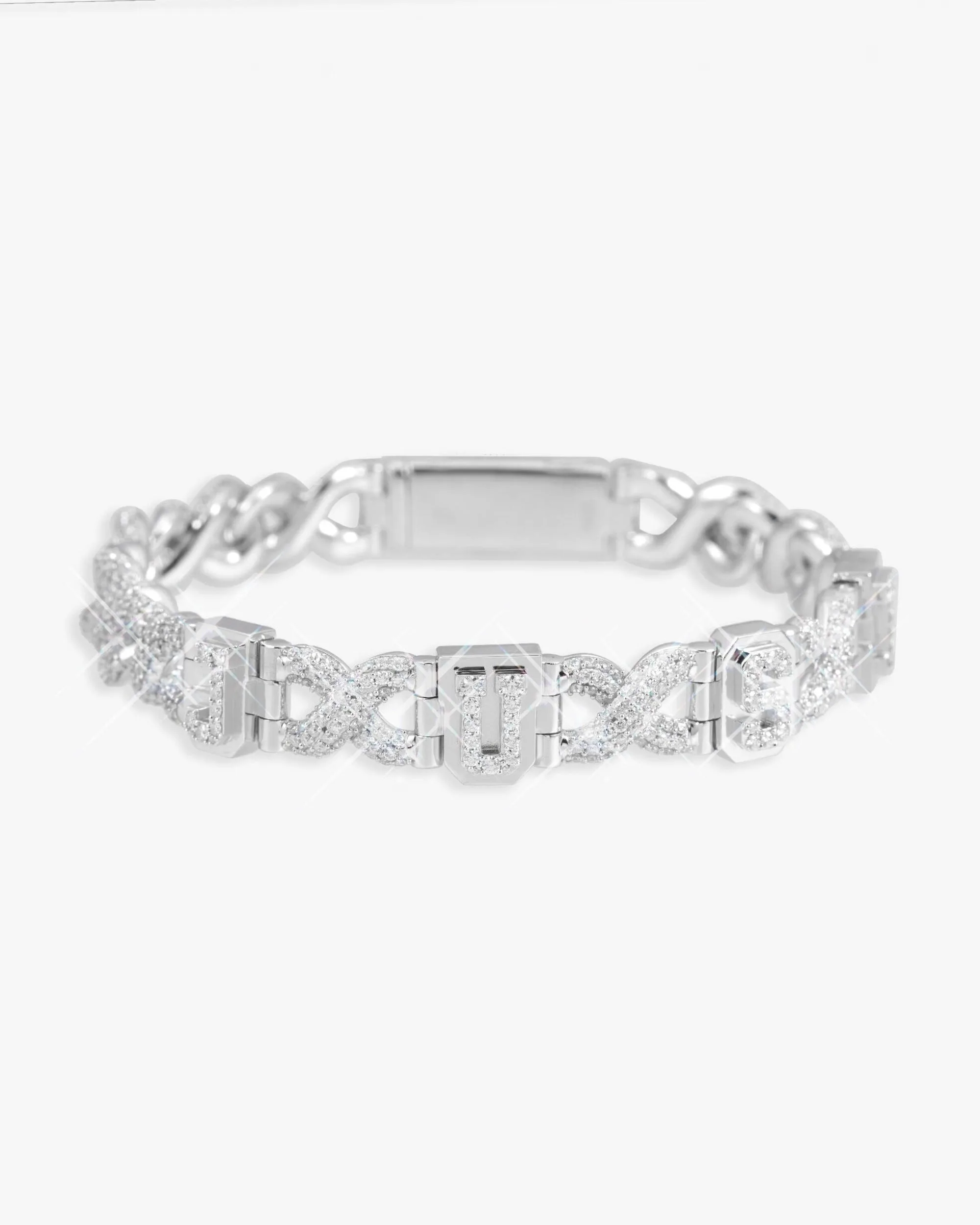 Custom Letters Moissanite Infinity Link Bracelet 14K Gold