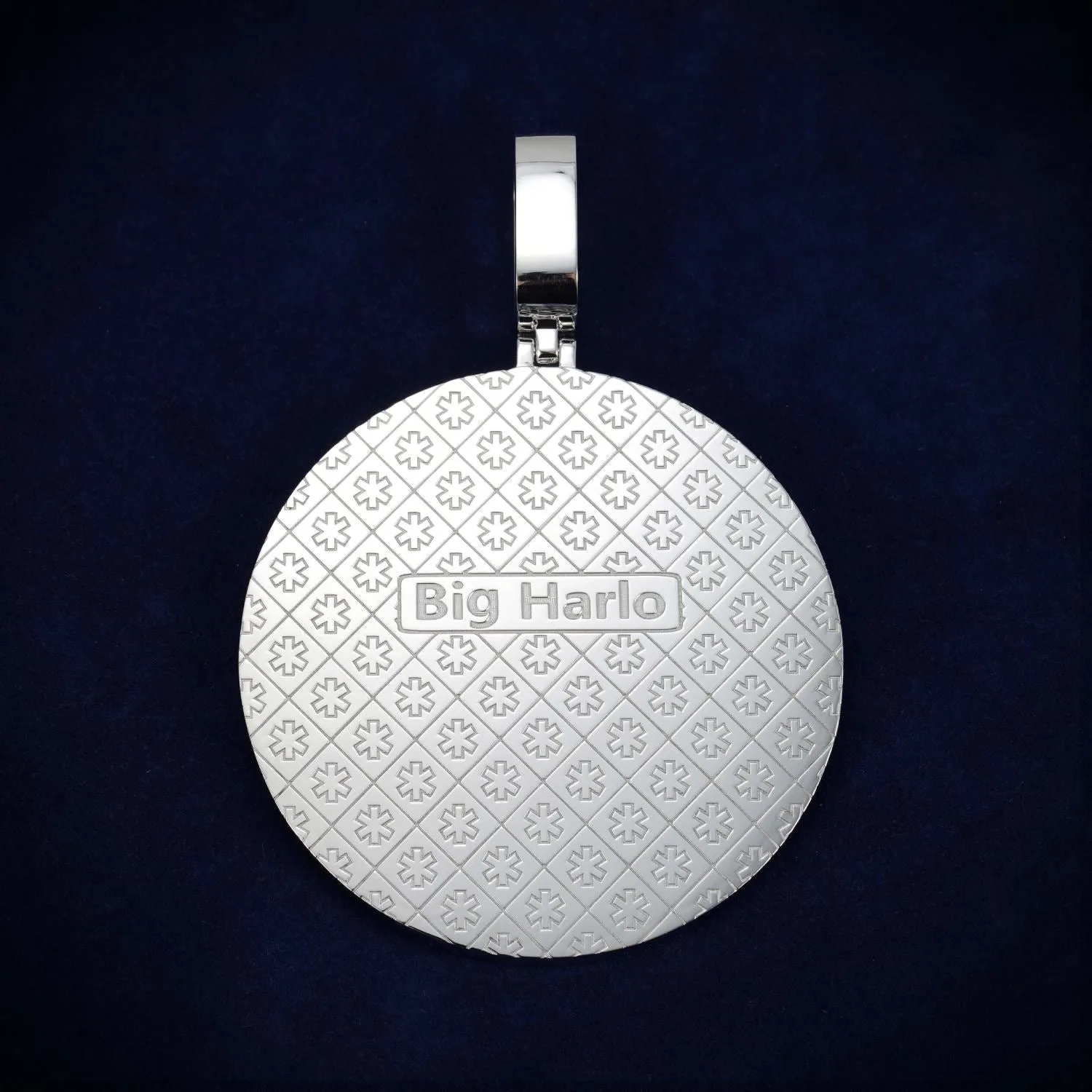 Custom Moissanite "BIG HARLO" Circle Pendant 14k Gold (view 3 of 4)