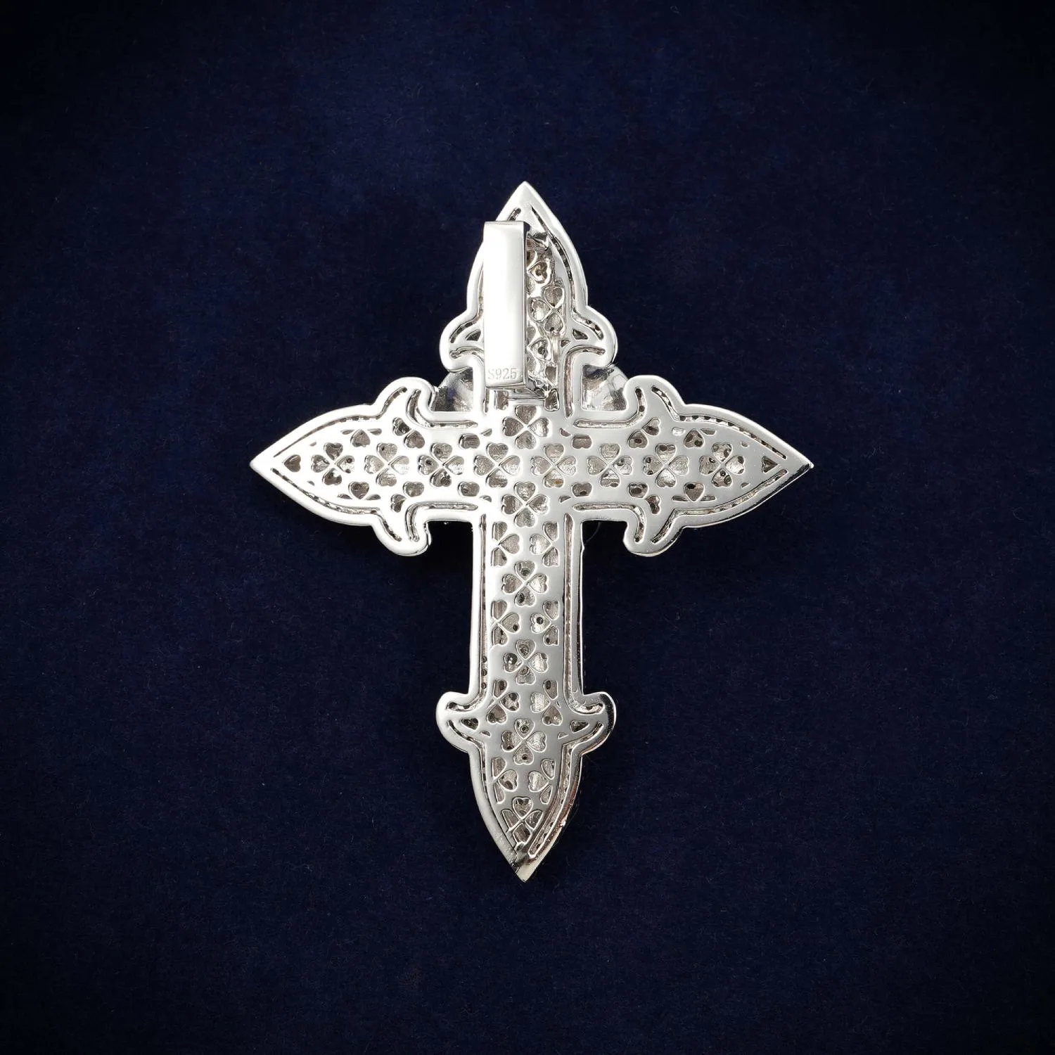 Custom Moissanite Blessed Cross Pendant 14K Gold (view 3 of 4)