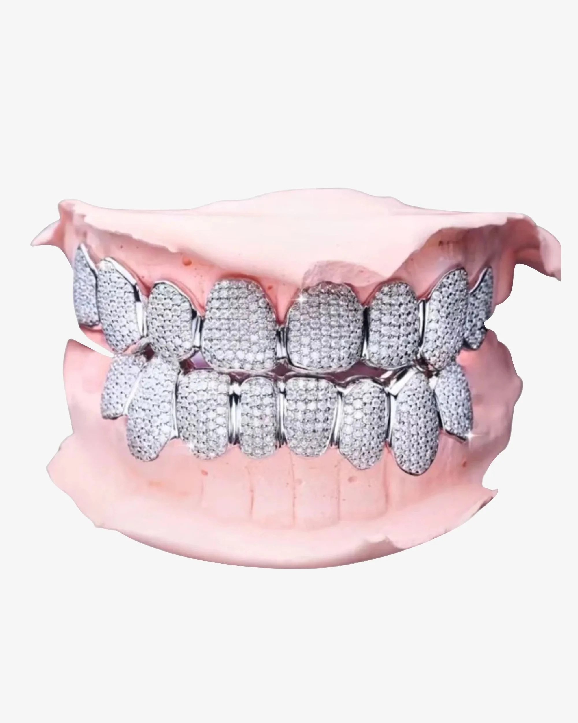 Custom Moissanite Cluster Grillz - custom piece in white gold