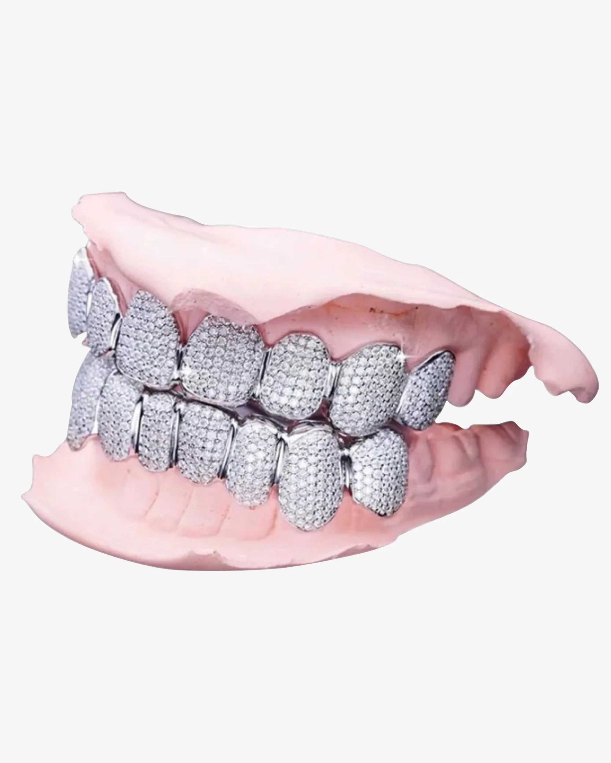 Custom Moissanite Cluster Grillz - custom piece in white gold (view 3 of 9)