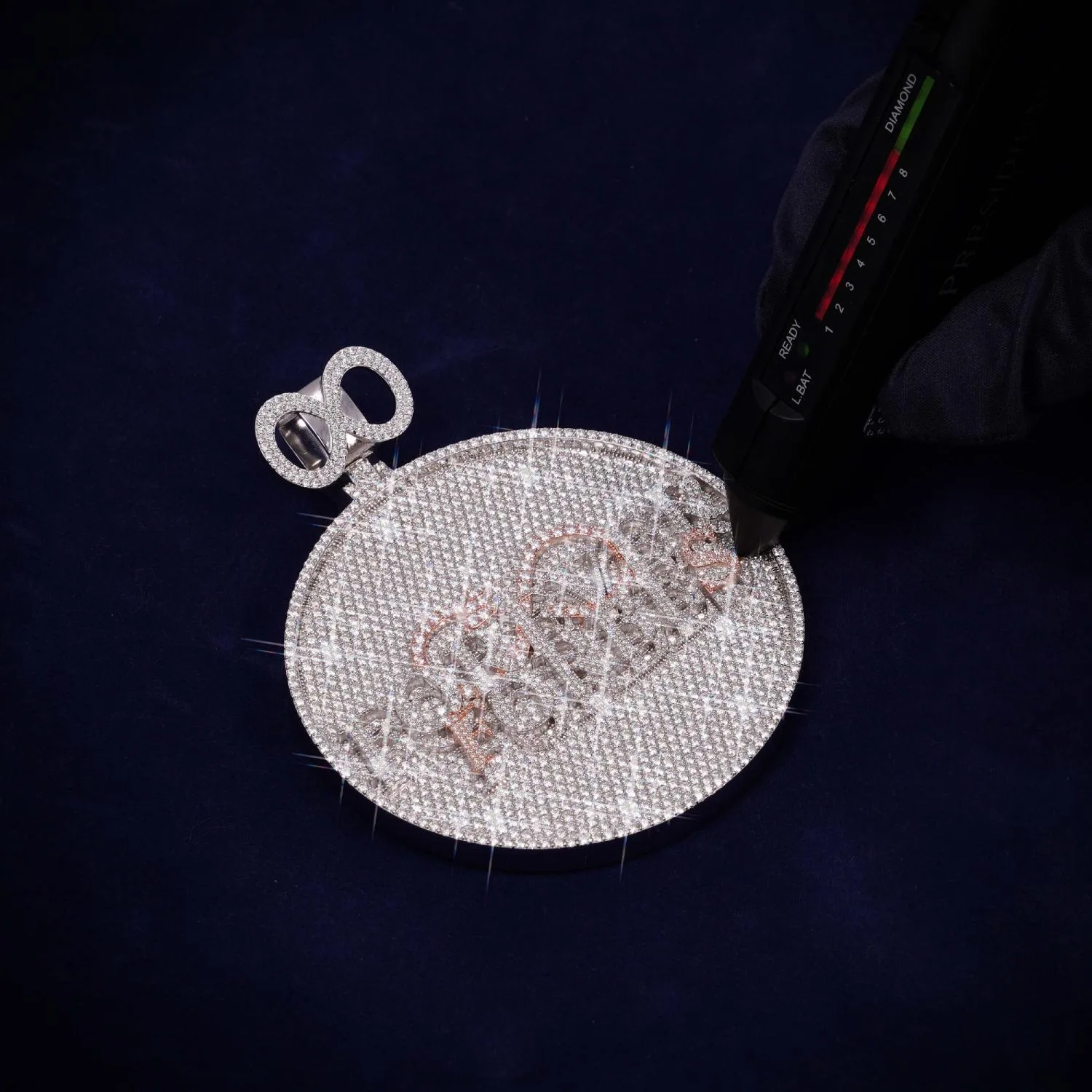 Custom Moissanite Eternity Circle Pendant 14k Gold (view 3 of 3)