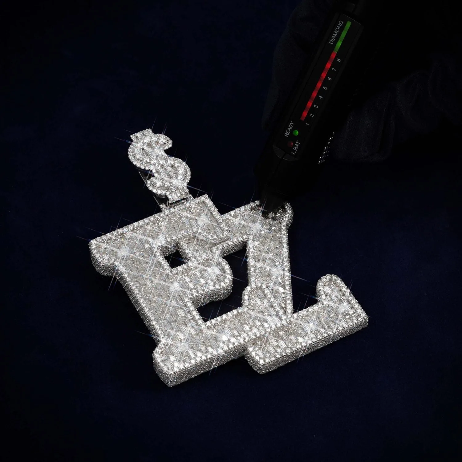 Custom Moissanite "EZ" Pendant 14K Gold (view 4 of 4)