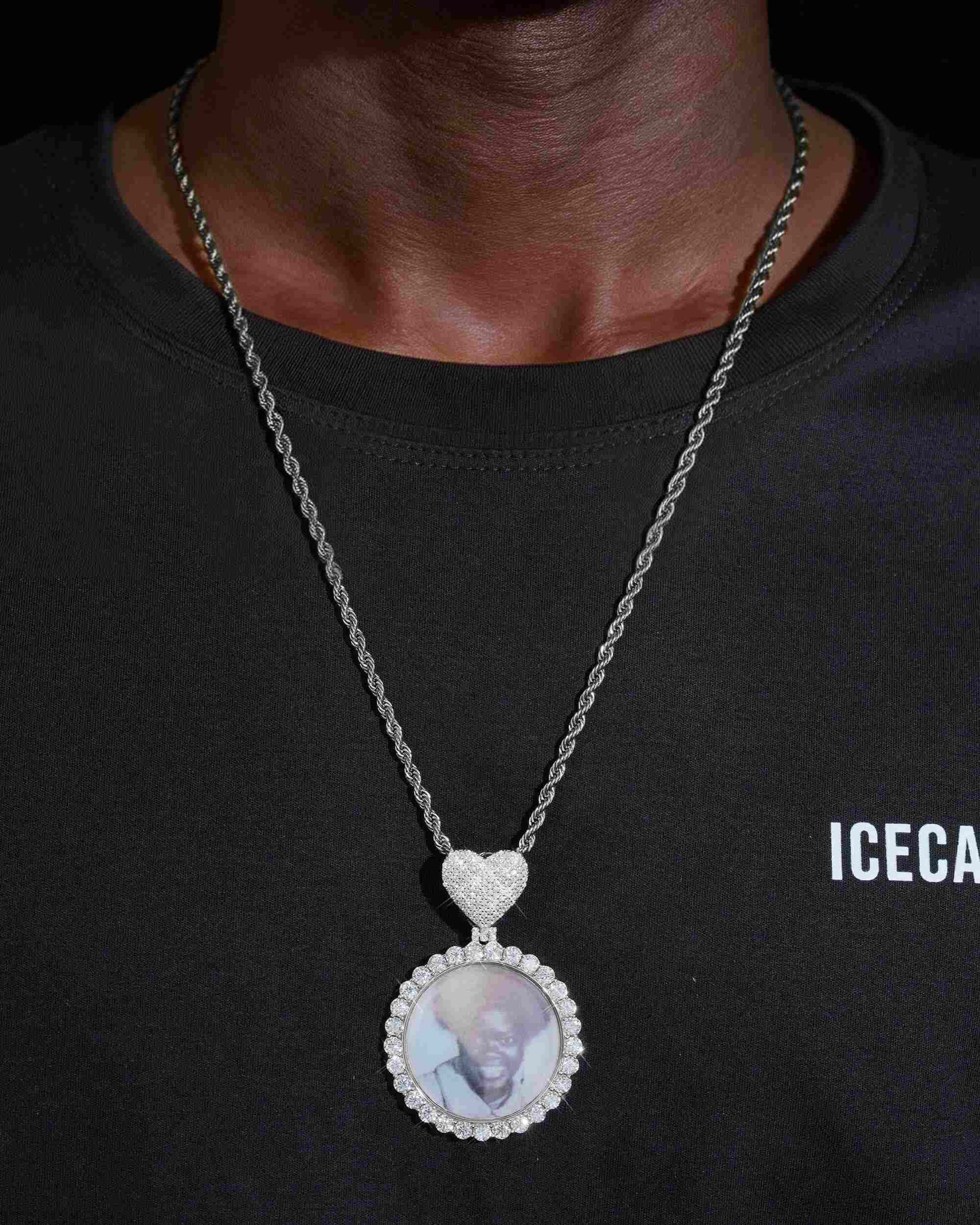 Custom Moissanite Photo Pendant 14K Gold (view 2 of 13)