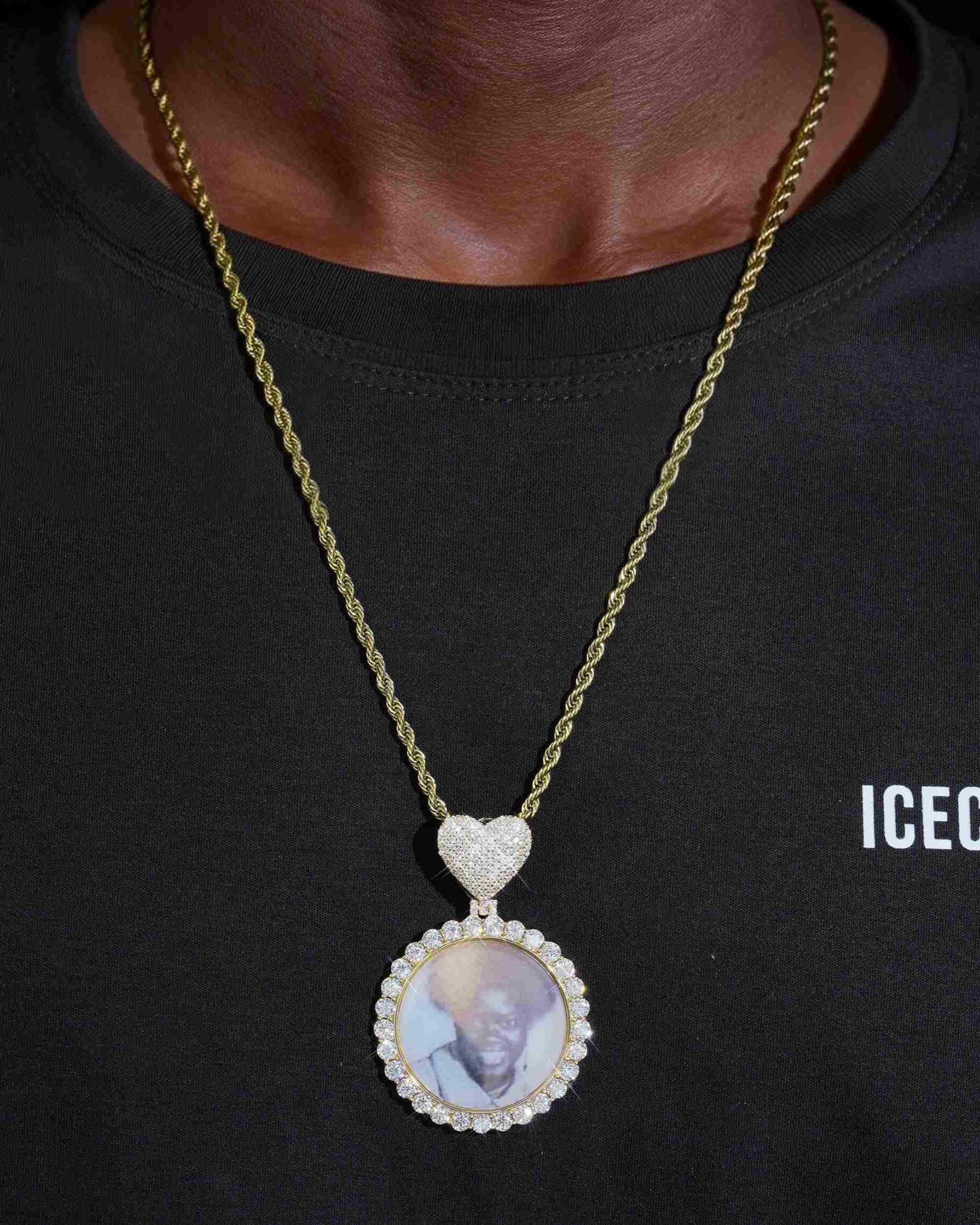 Custom Moissanite Photo Pendant 14K Gold (view 6 of 13)
