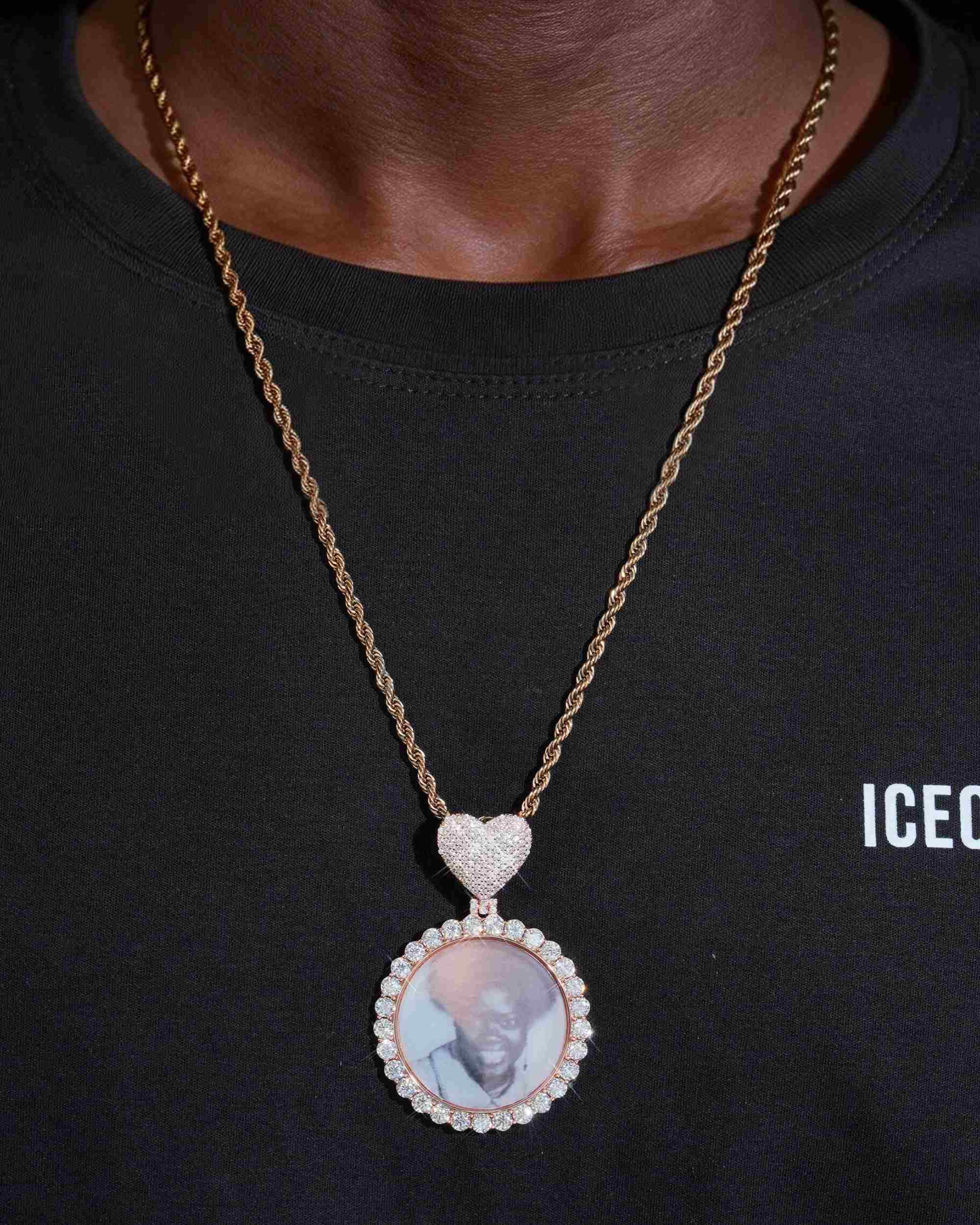 Custom Moissanite Photo Pendant 14K Gold (view 10 of 13)