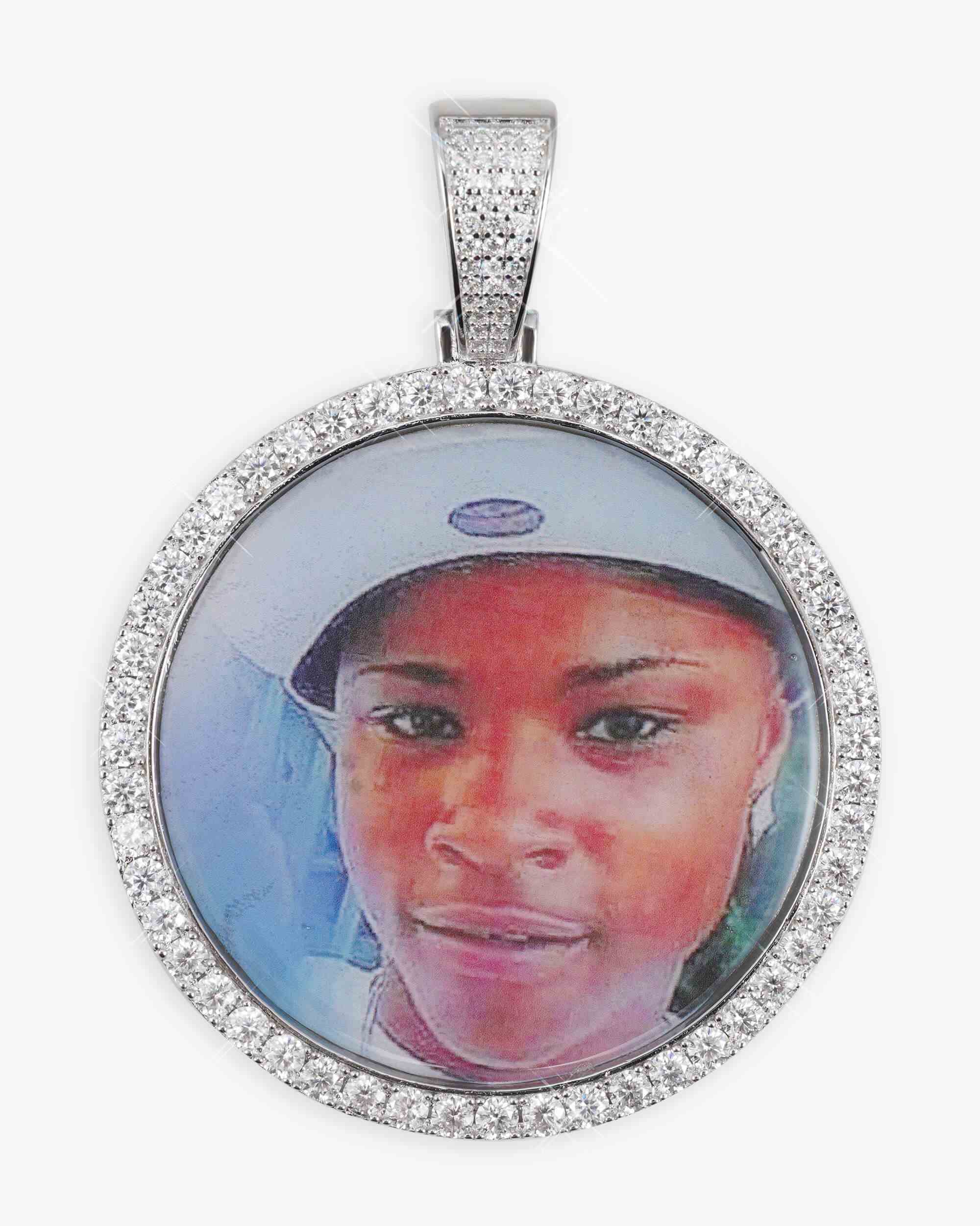 Custom Moissanite Picture Pendant 14K Gold