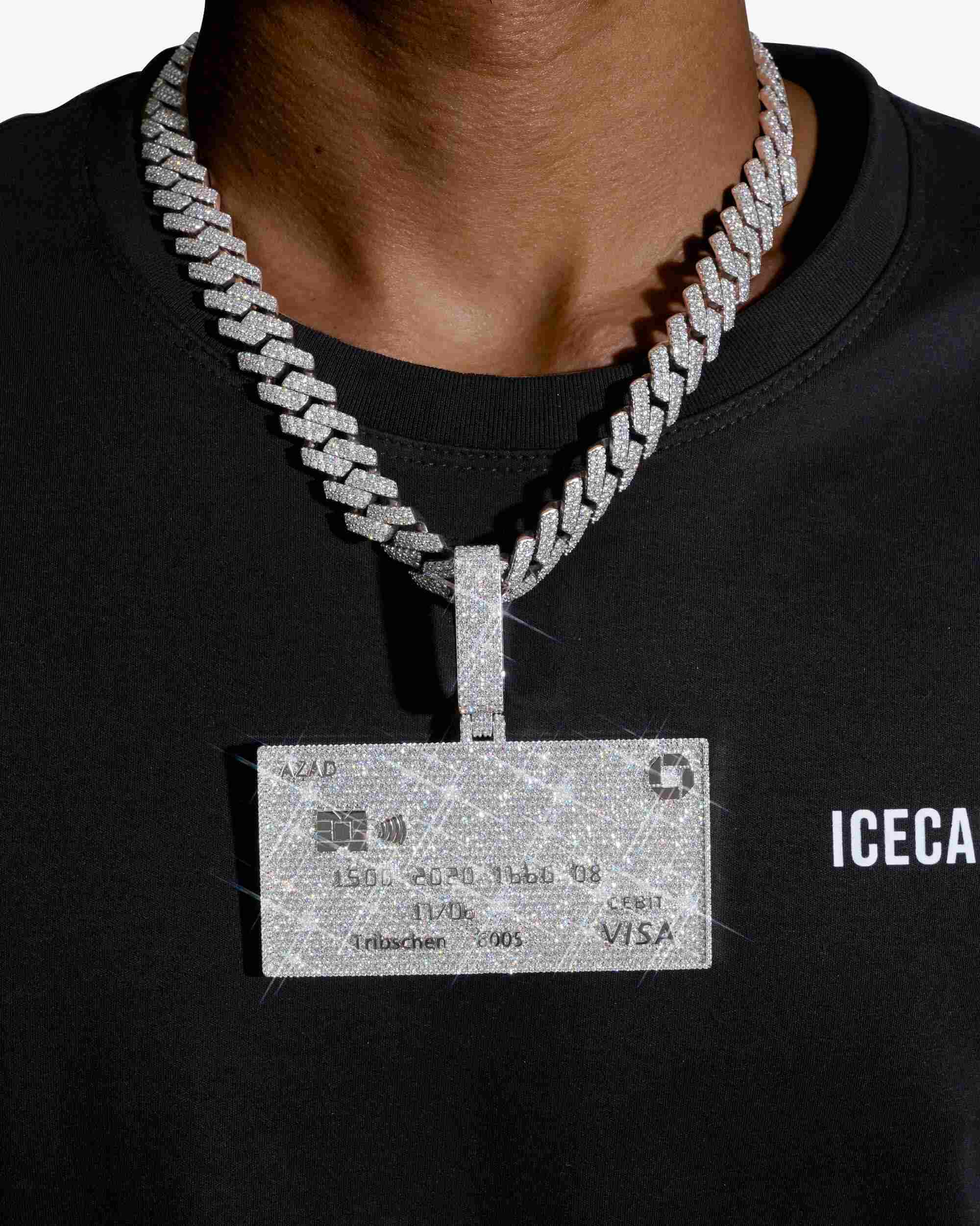 Custom Moissanite "Visa Card" Pendant 14K Gold (view 2 of 4)
