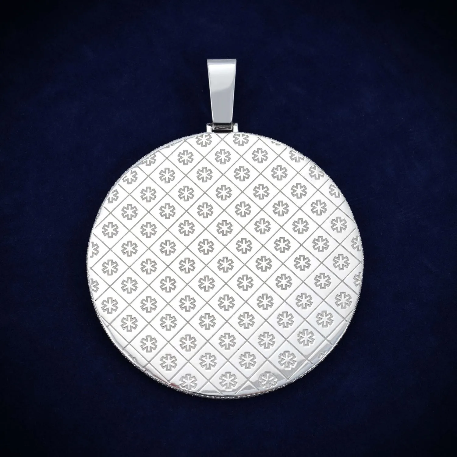 Custom "WORLD" Moissanite Circle Pendant 14K Gold (view 2 of 3)