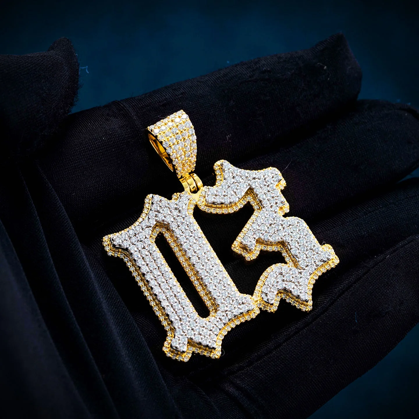 "D3" Custom Moissanite Pendant 14K Gold (view 3 of 4)