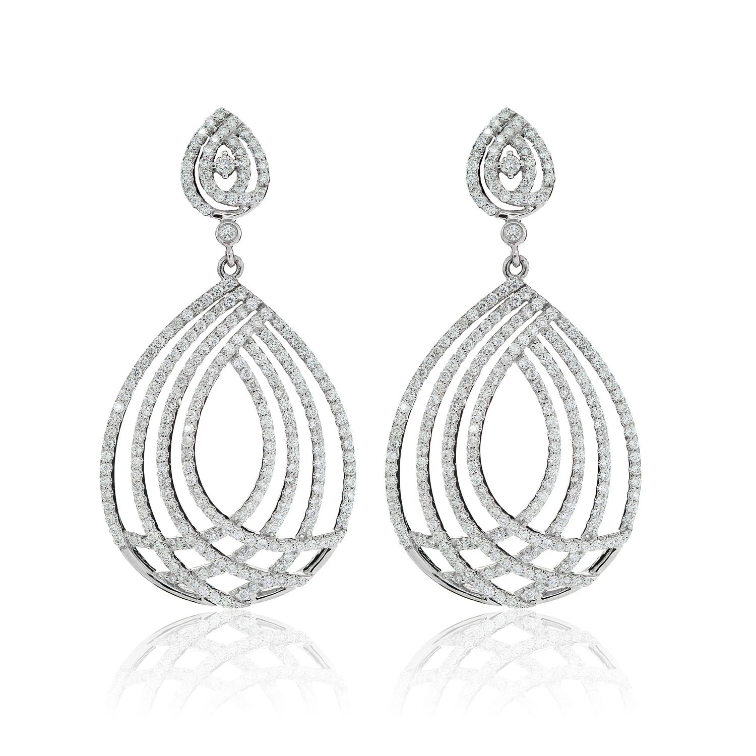 Dangling Open Tear Drop Diamond Earring - in yellow gold (view 3 of 6)