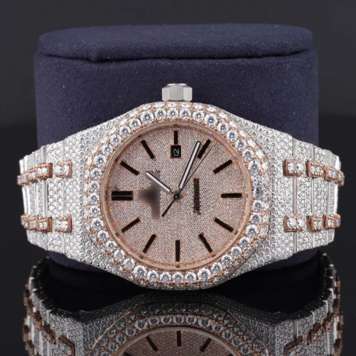 Dashing Two Tone Diamond Iced Out Moissanite Watch (view 4 of 8)