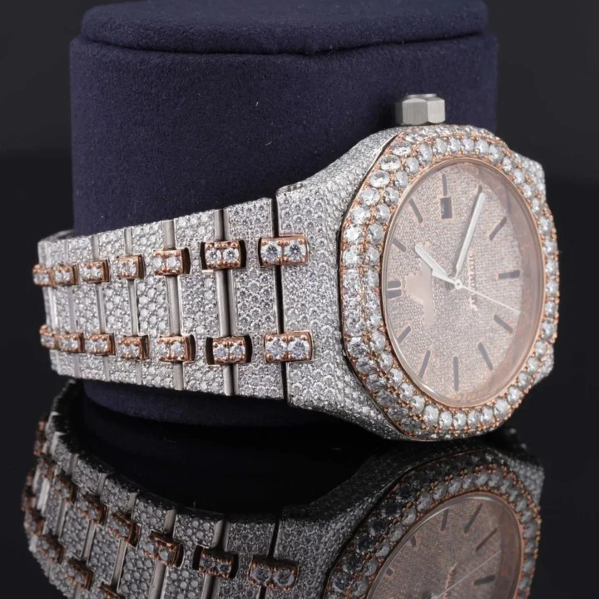 Dashing Two Tone Diamond Iced Out Moissanite Watch (view 6 of 8)