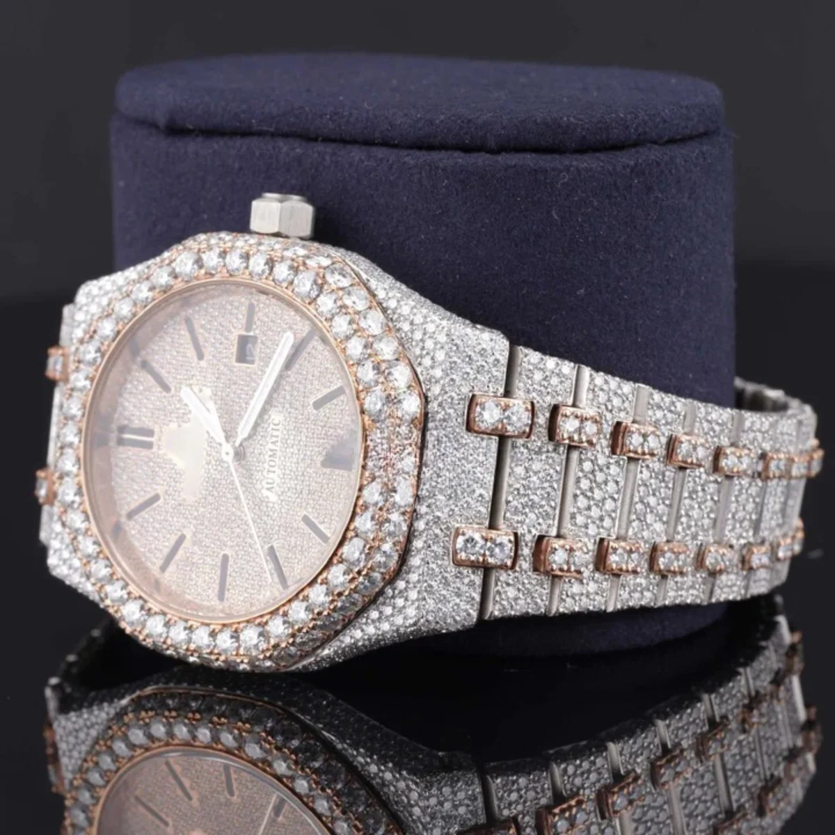 Dashing Two Tone Diamond Iced Out Moissanite Watch (view 7 of 8)