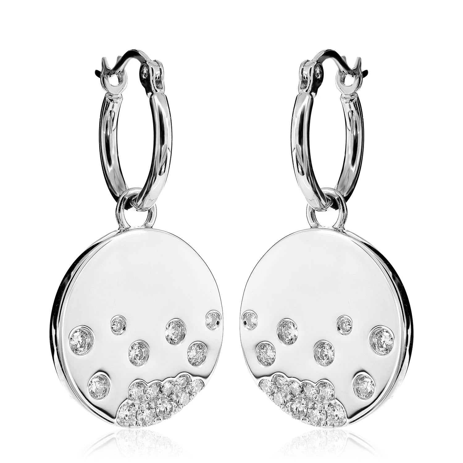 Detachable Scattered Gypsy Set Diamond Dangle Hoop Earrings - in yellow gold (view 3 of 6)