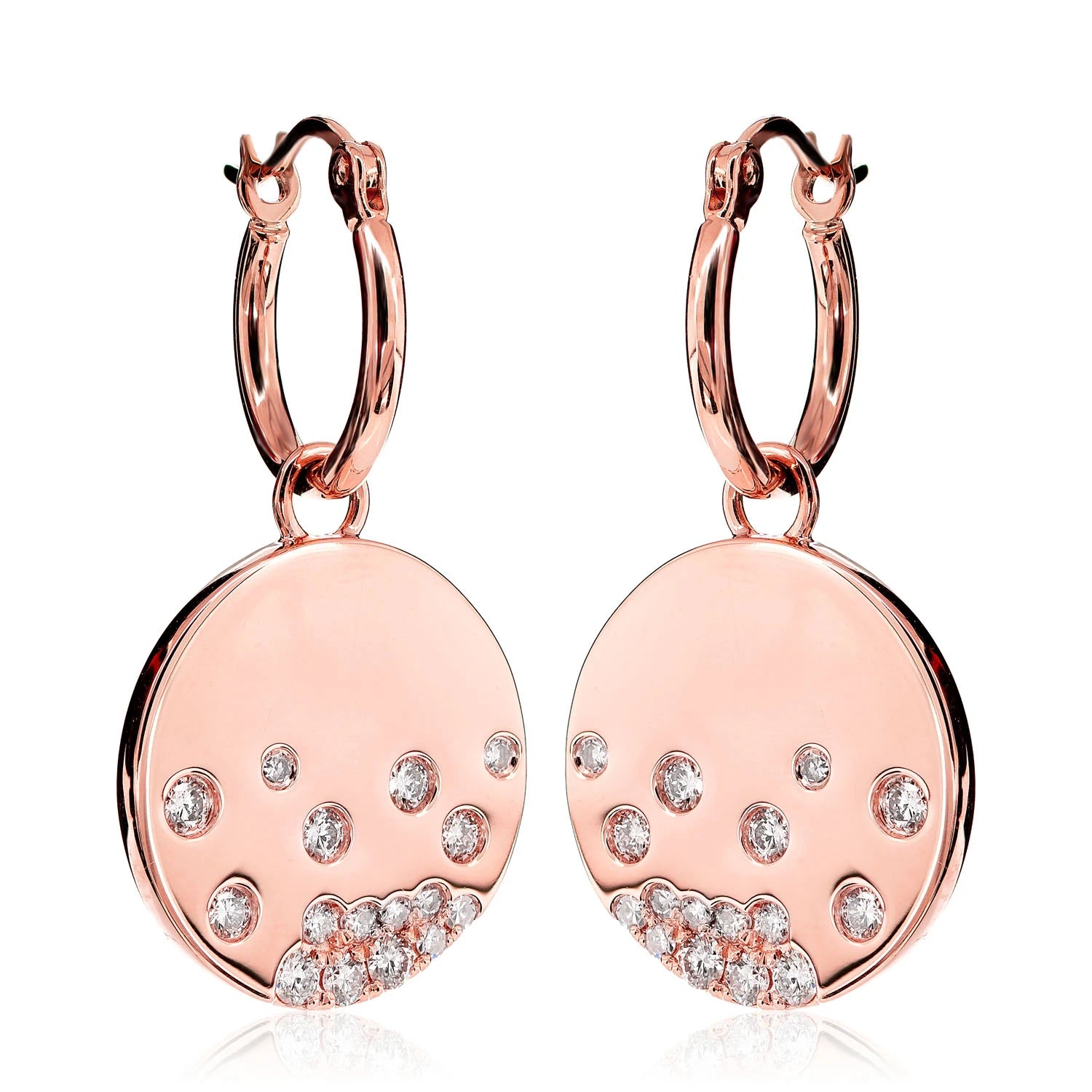 Detachable Scattered Gypsy Set Diamond Dangle Hoop Earrings - in yellow gold (view 5 of 6)