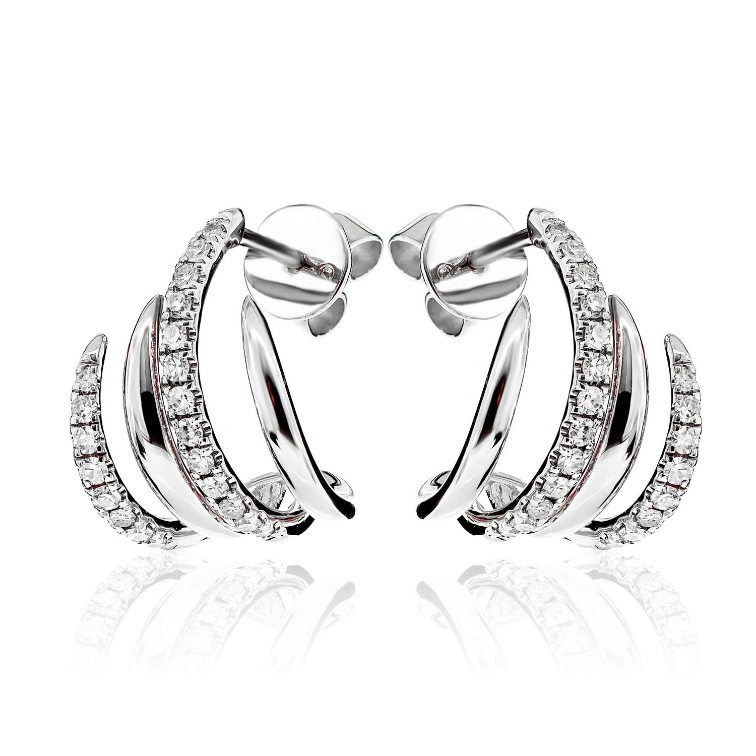 Diamond Claw Hoop Earrings - in yellow gold (view 3 of 6)