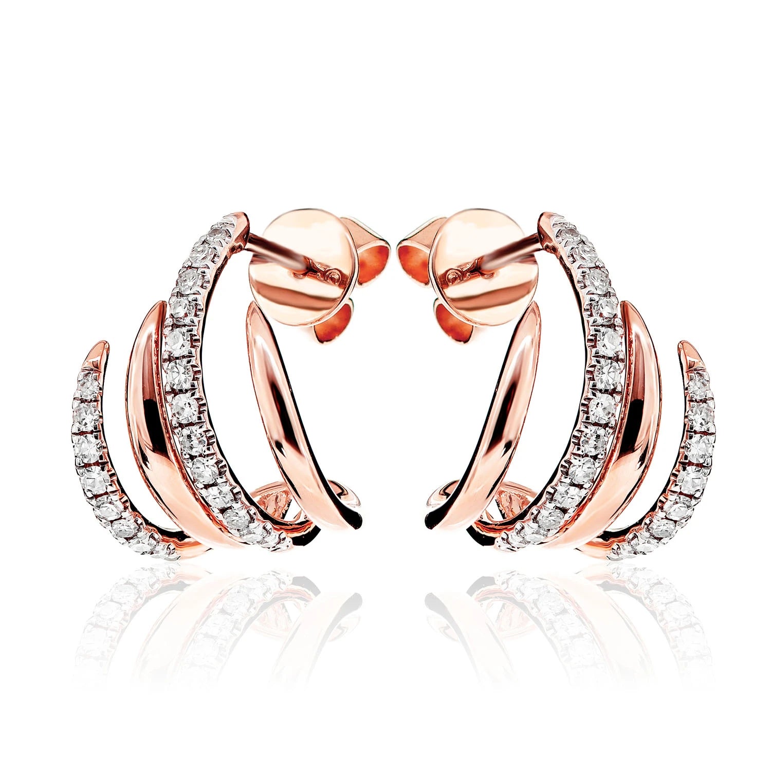 Diamond Claw Hoop Earrings - in yellow gold (view 5 of 6)