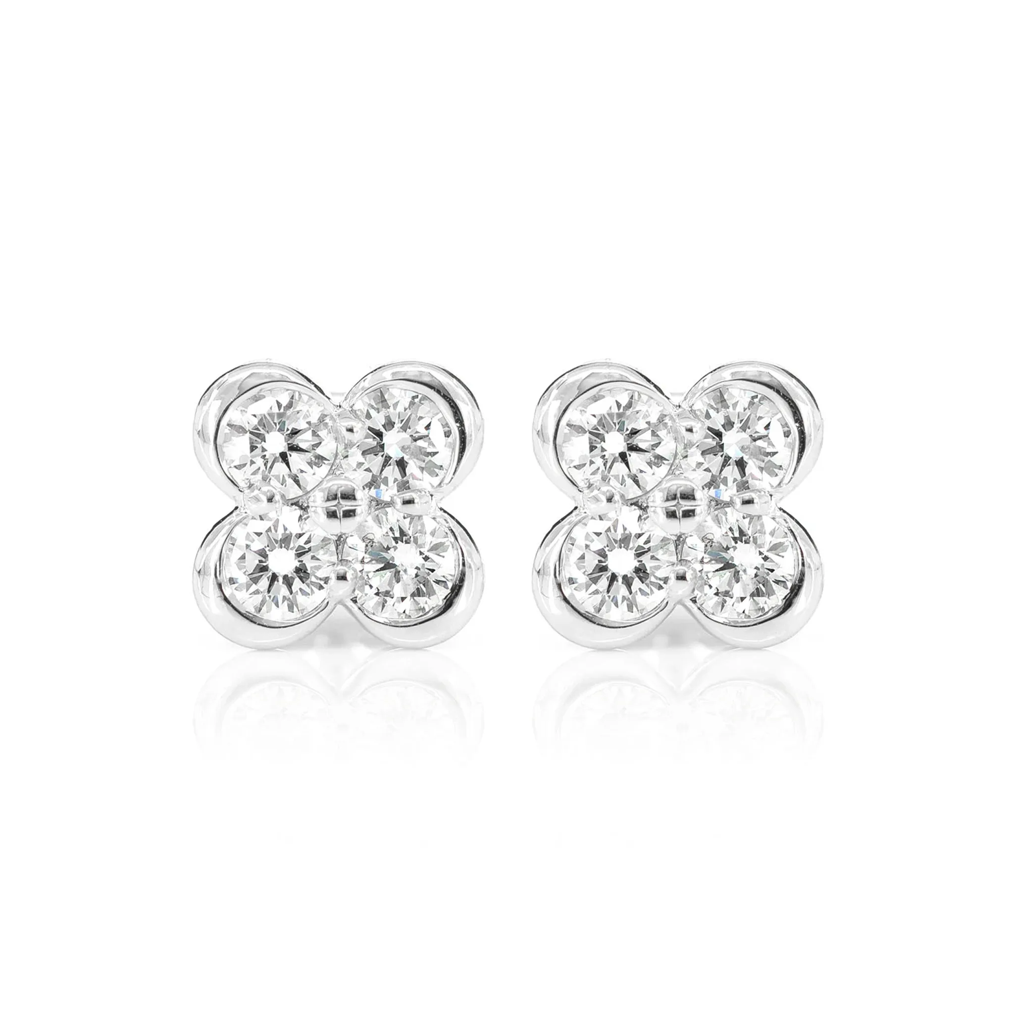 Diamond Clover Stud Earrings - in yellow gold (view 4 of 9)