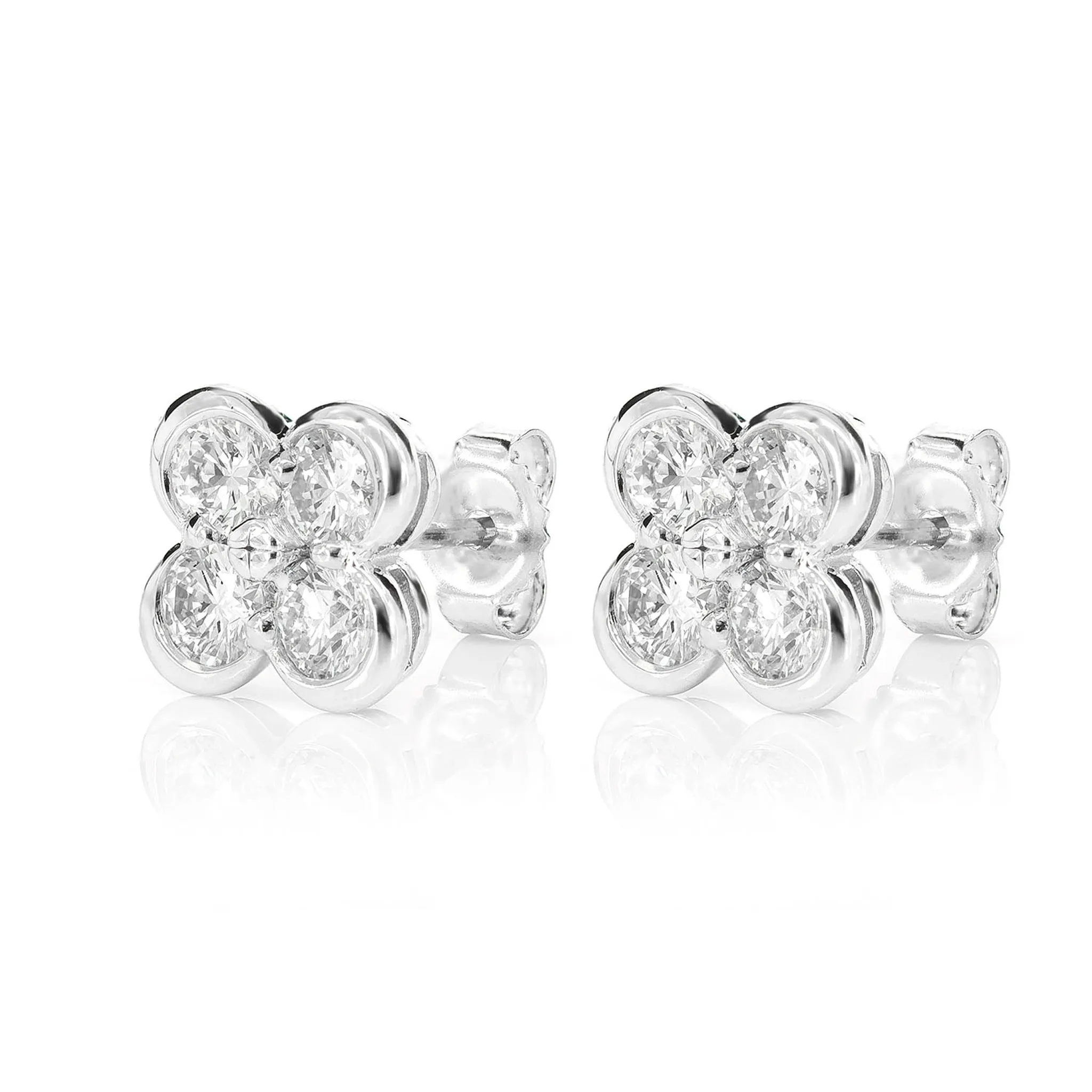 Diamond Clover Stud Earrings - in yellow gold (view 6 of 9)