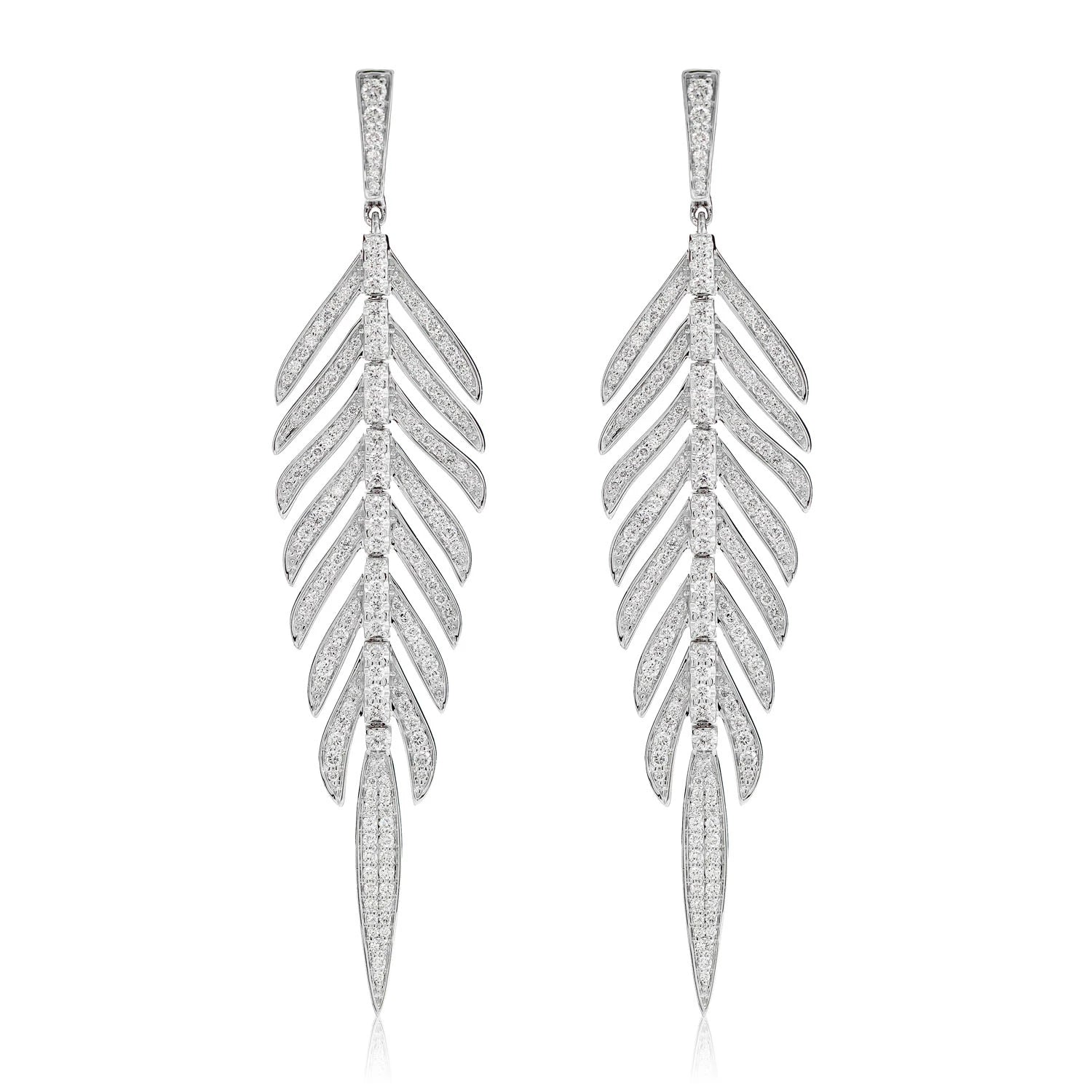 Diamond Dangling Leaf Earrings - in yellow gold (view 3 of 6)