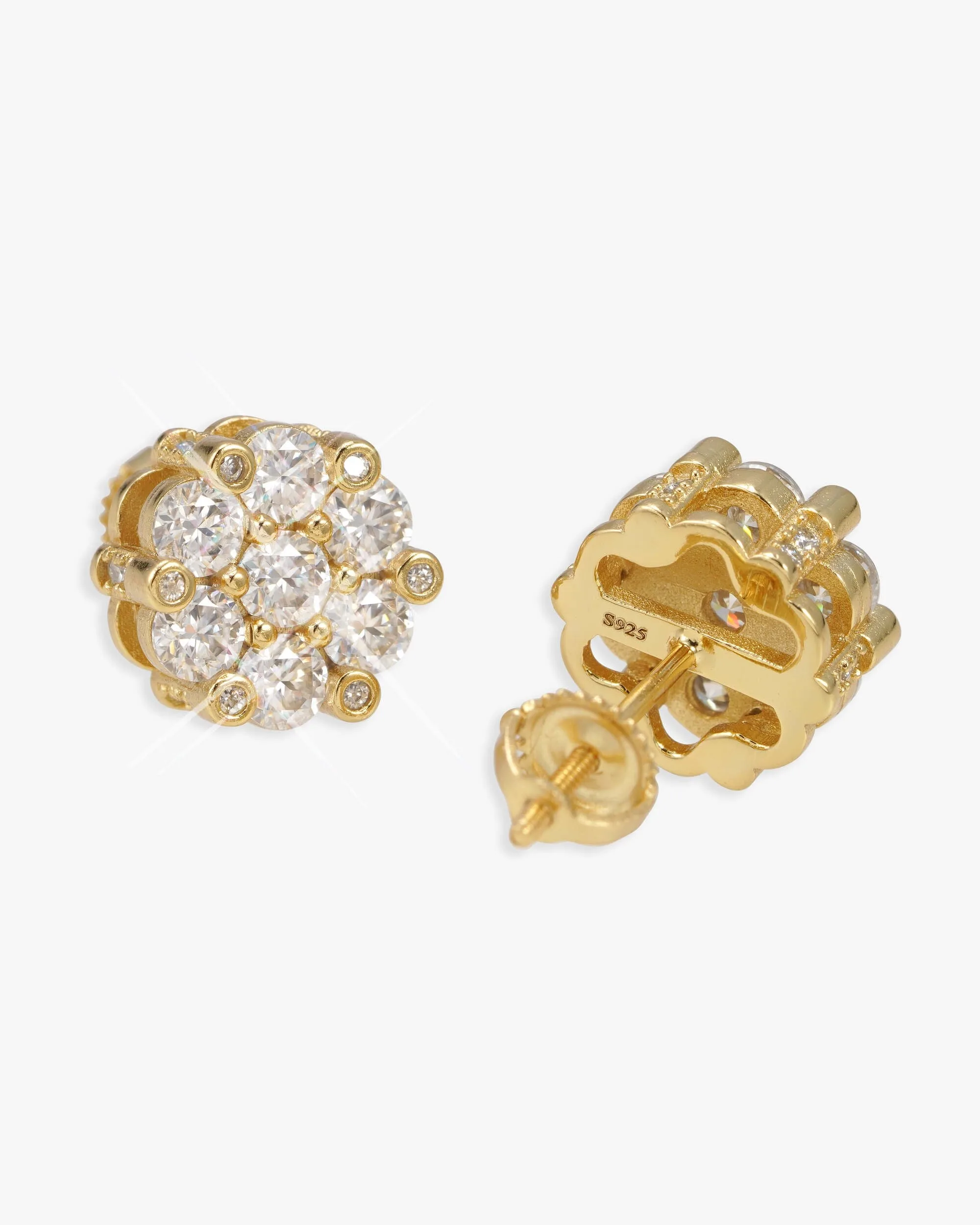 10MM Diamond Flower Cluster Stud Earrings 14K Gold (view 2 of 6)