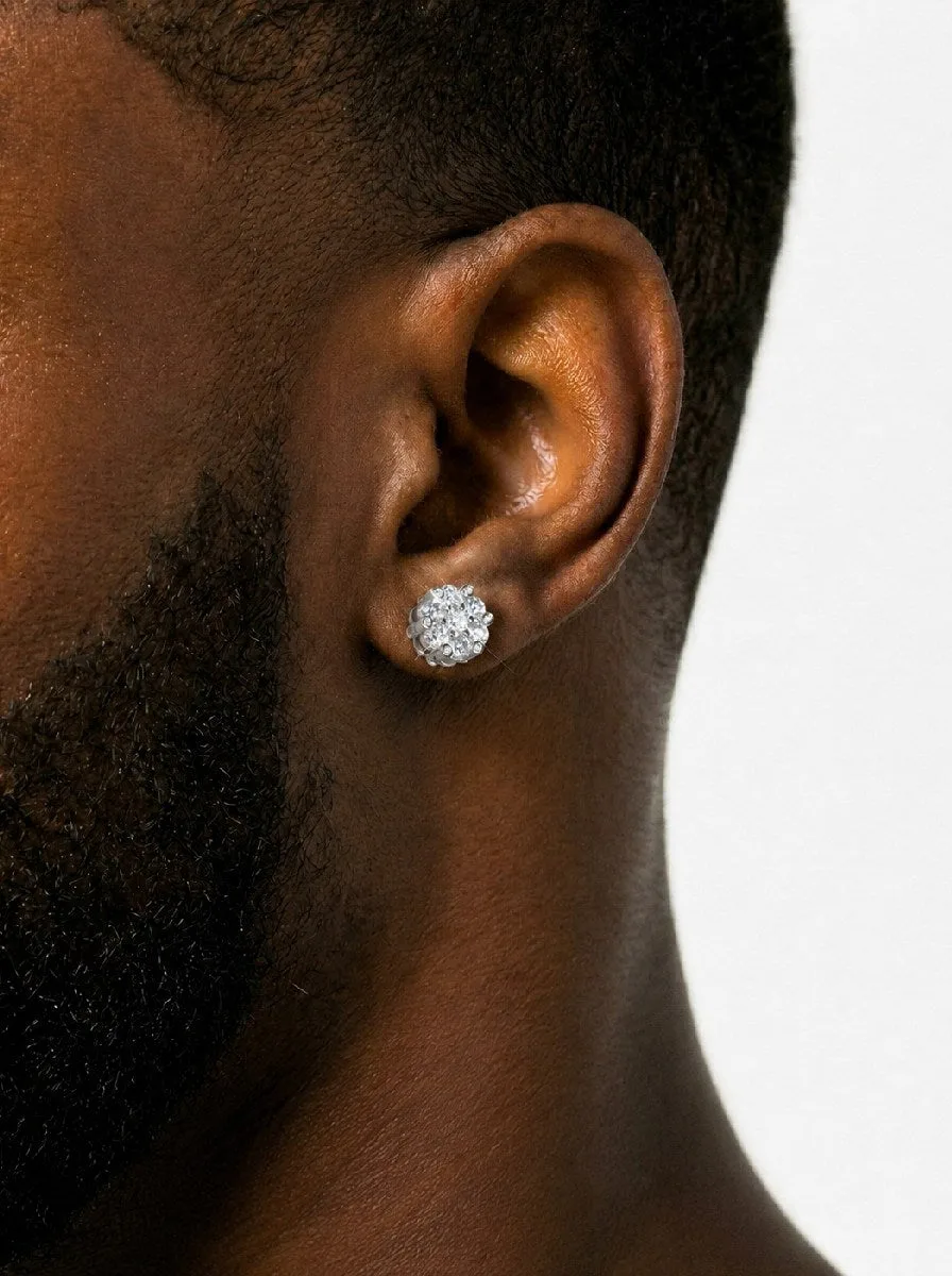 10MM Diamond Flower Cluster Stud Earrings 14K Gold (view 3 of 6)