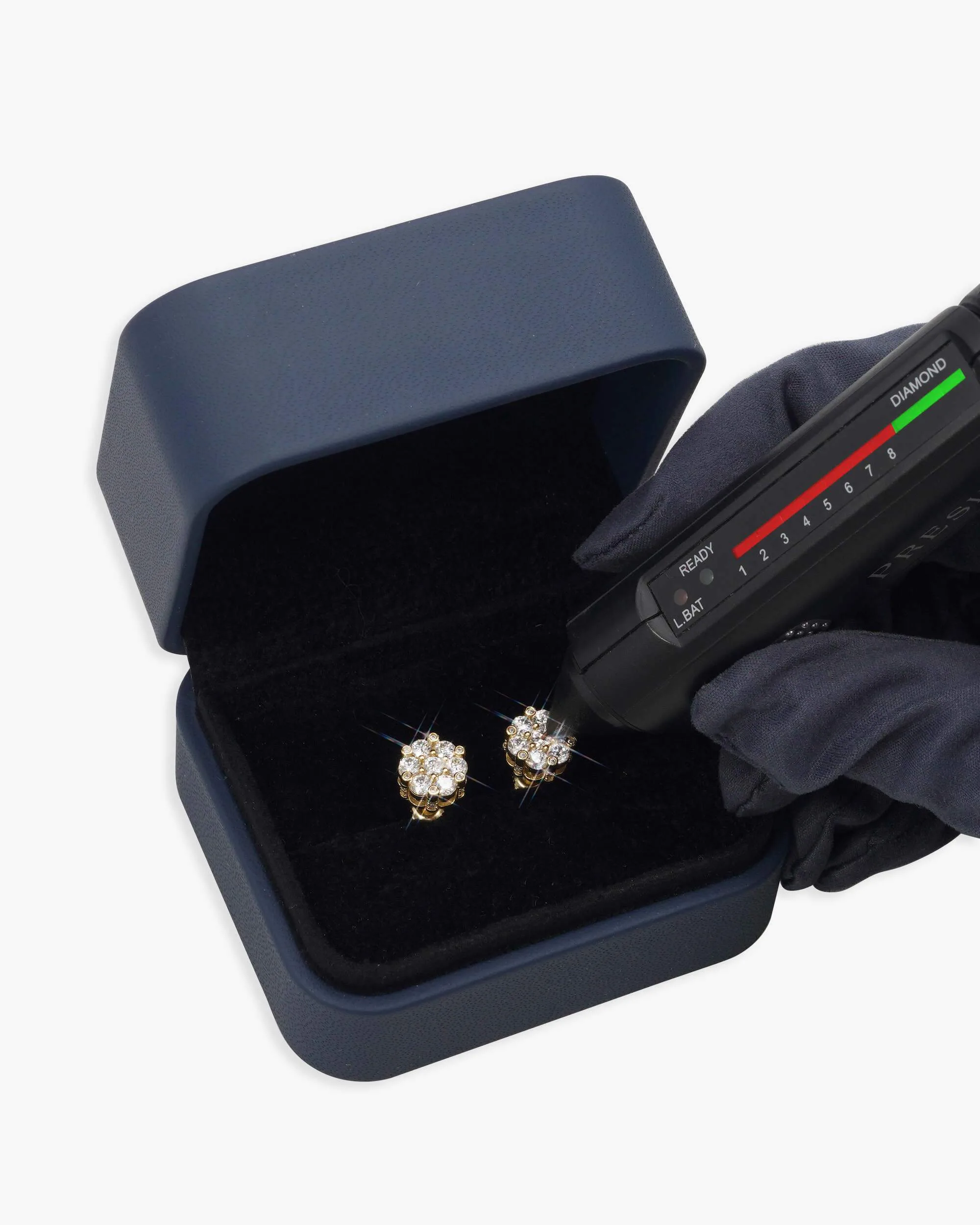 10MM Diamond Flower Cluster Stud Earrings 14K Gold (view 6 of 6)