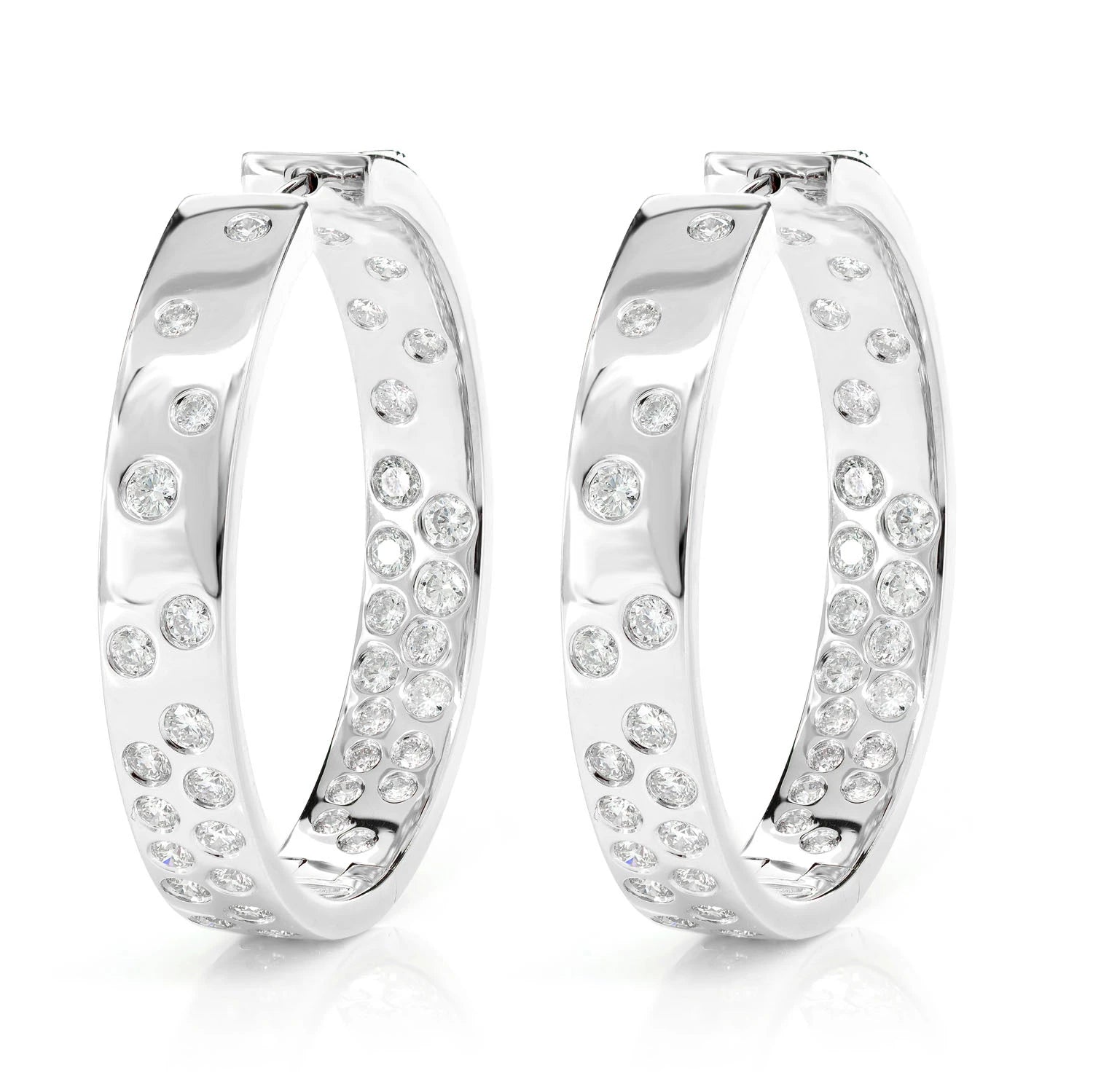 Diamond Gypsy Scattered Hoop Earrings - in yellow gold (view 3 of 6)