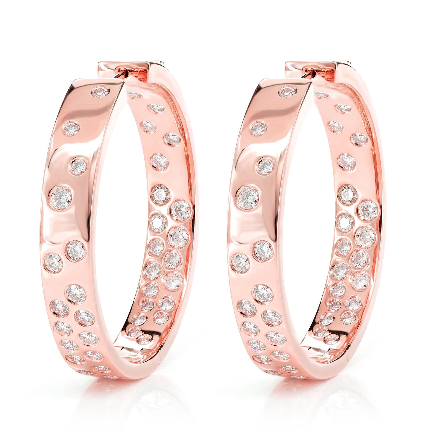 Diamond Gypsy Scattered Hoop Earrings - in yellow gold (view 5 of 6)