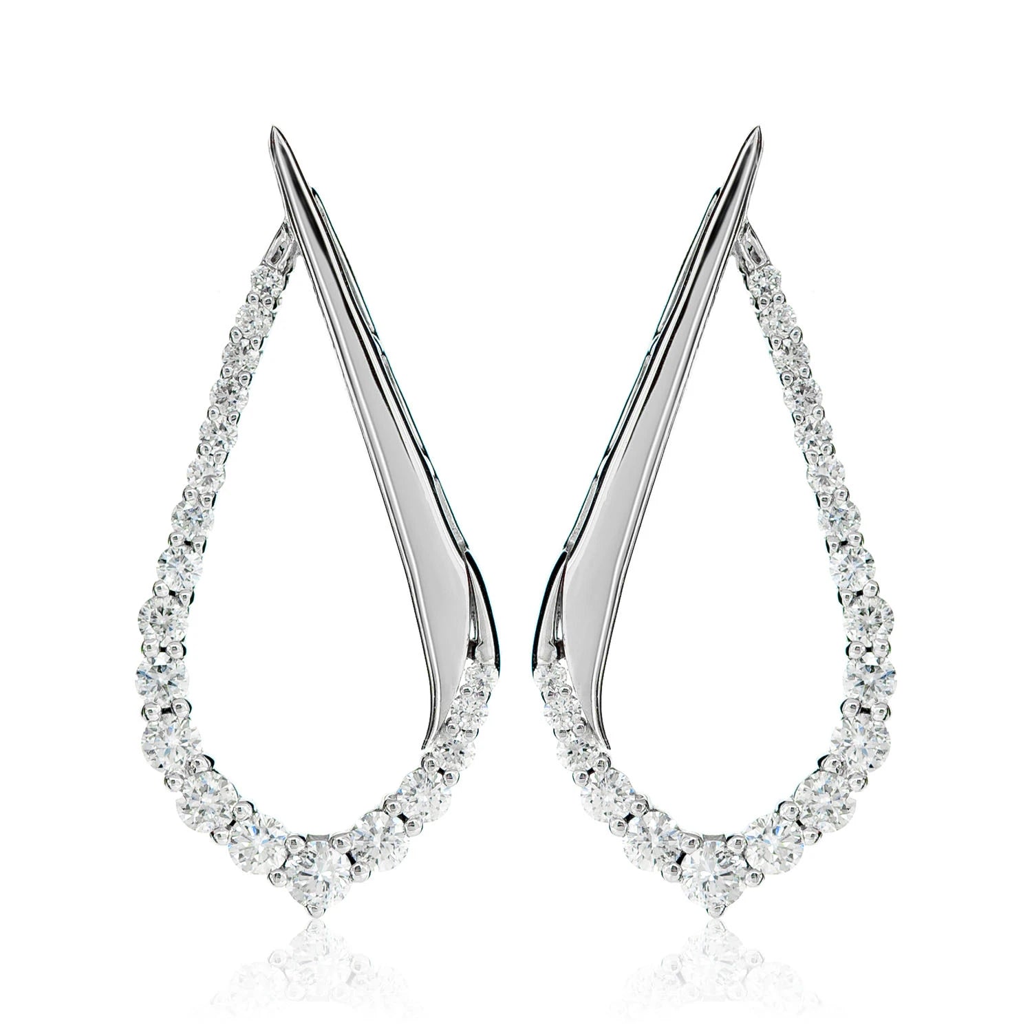 Diamond Half Graduated Tear Earrings - in yellow gold (view 3 of 6)