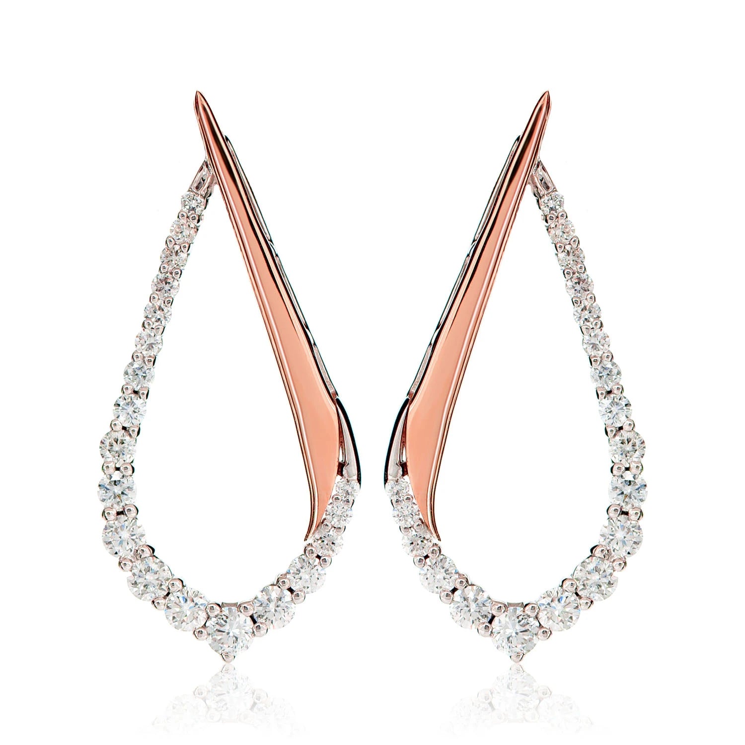 Diamond Half Graduated Tear Earrings - in yellow gold (view 5 of 6)