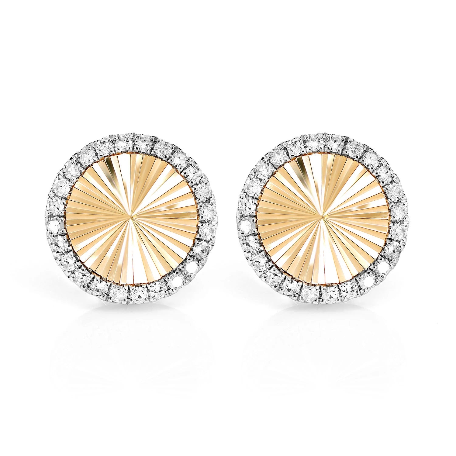 Diamond Halo Sunburst Miracle Stud Earrings - in white gold (view 3 of 6)