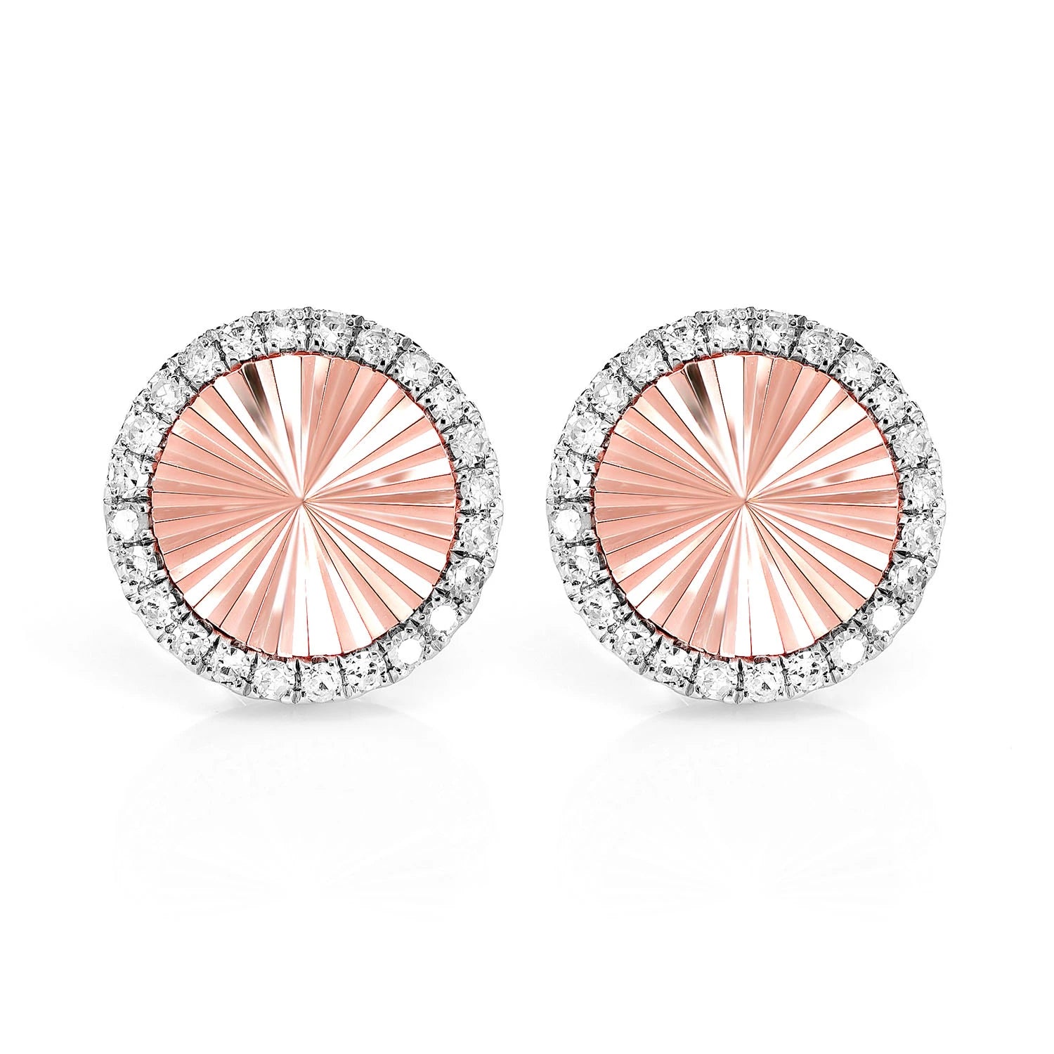 Diamond Halo Sunburst Miracle Stud Earrings - in white gold (view 5 of 6)