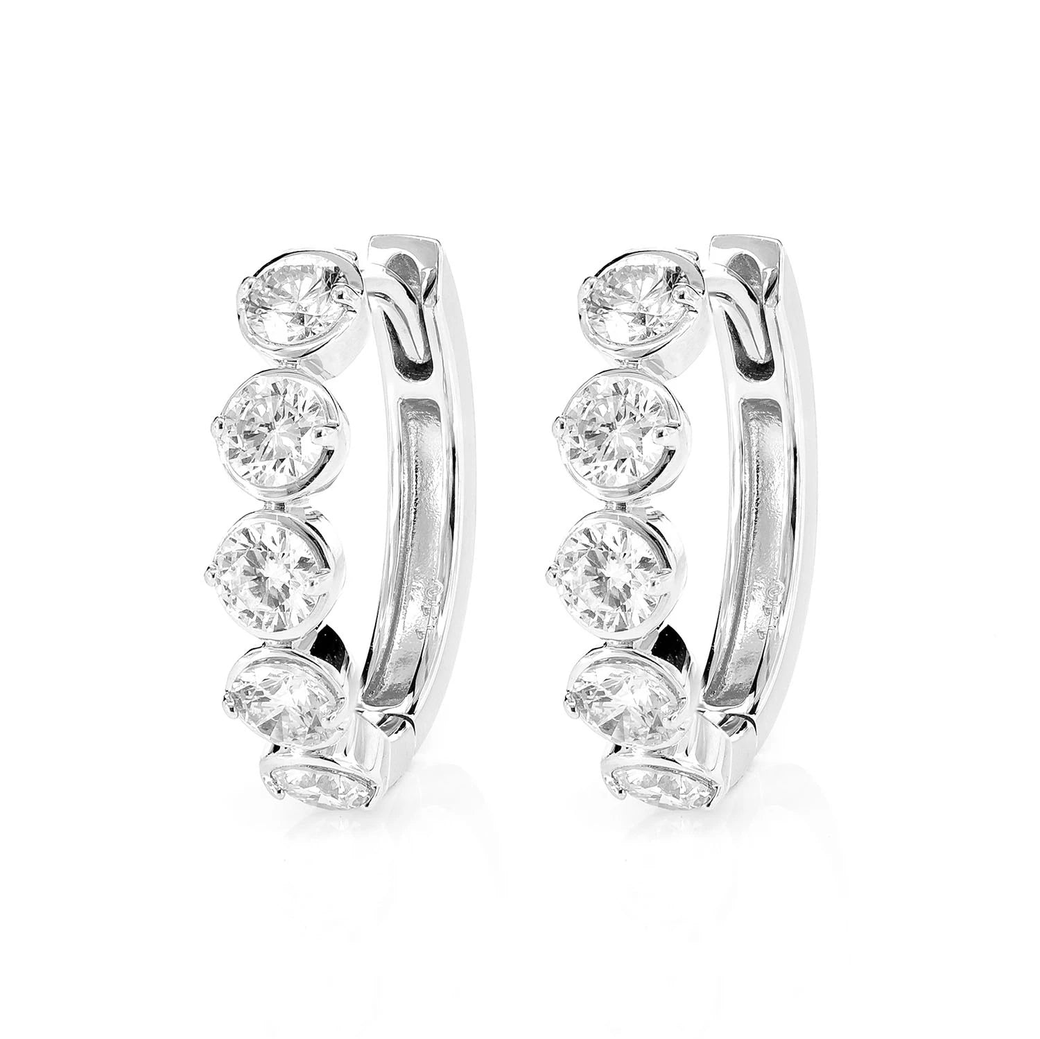 Diamond Huggie Bezel Hoop Earrings - in yellow gold (view 3 of 6)