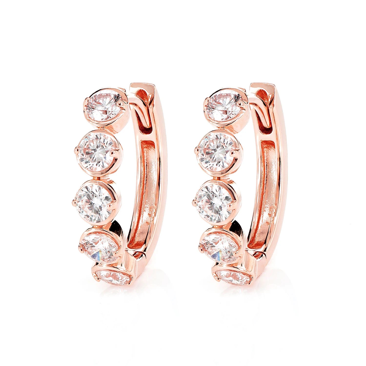 Diamond Huggie Bezel Hoop Earrings - in yellow gold (view 5 of 6)