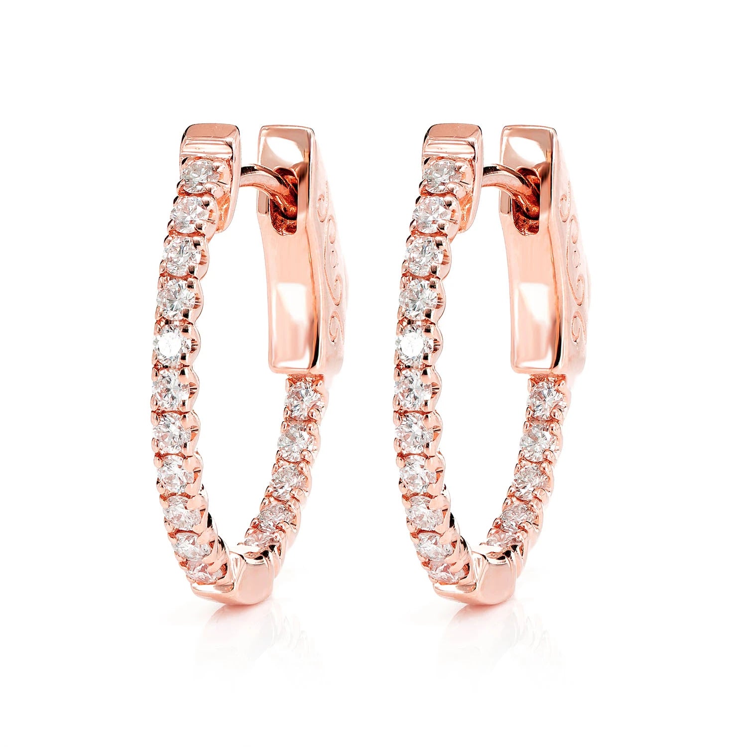 Diamond Inside Outside Quick Release Huggie Hoop Earrings - in yellow gold (view 5 of 6)