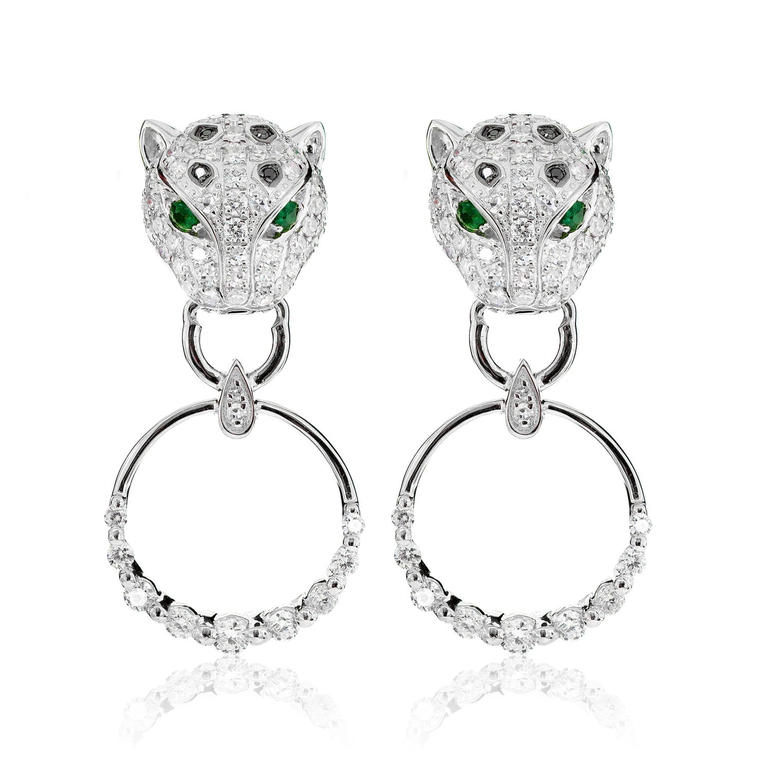 Diamond Leopard Hoop Earrings - in yellow gold (view 4 of 9)