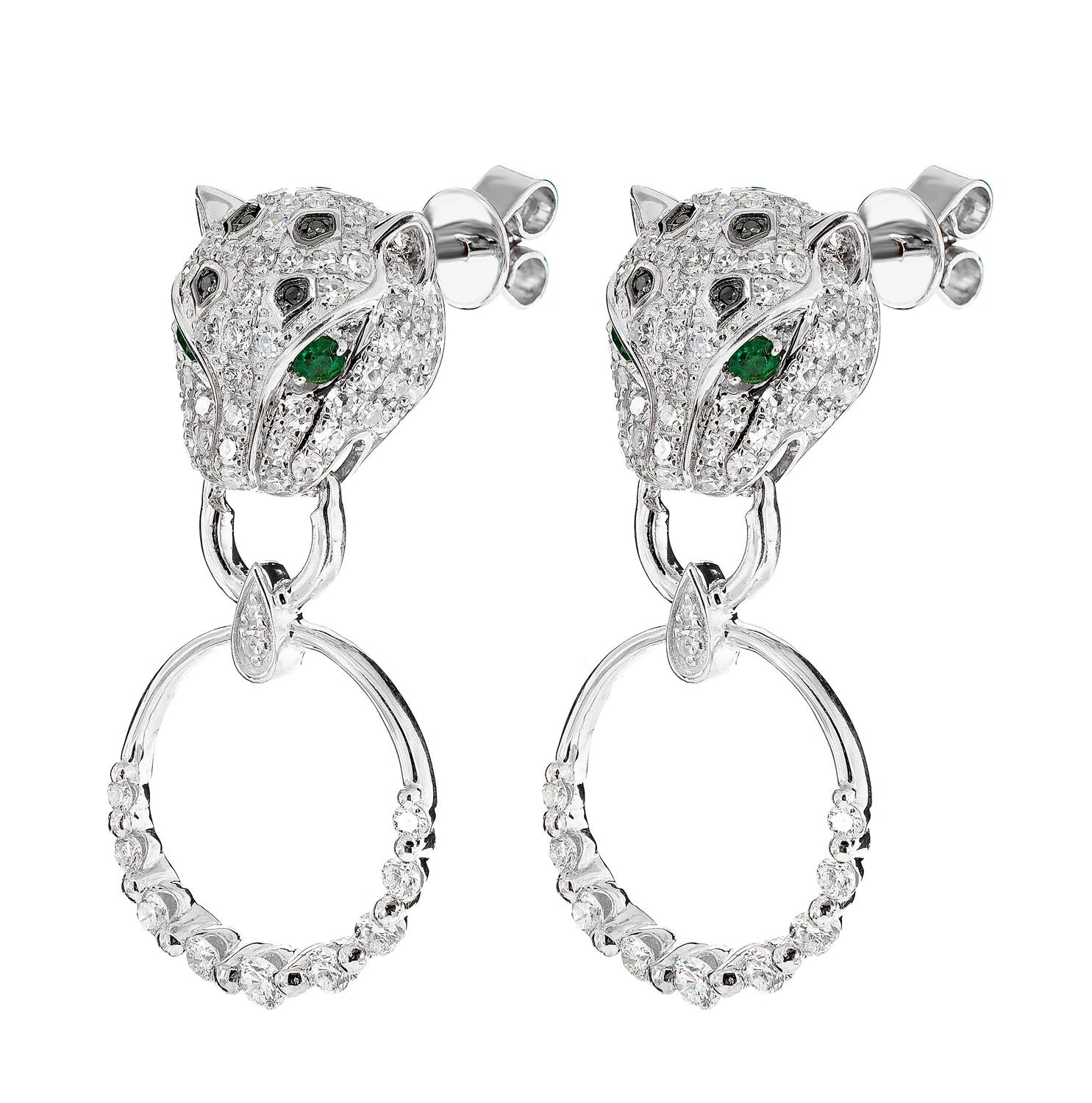 Diamond Leopard Hoop Earrings - in yellow gold (view 6 of 9)