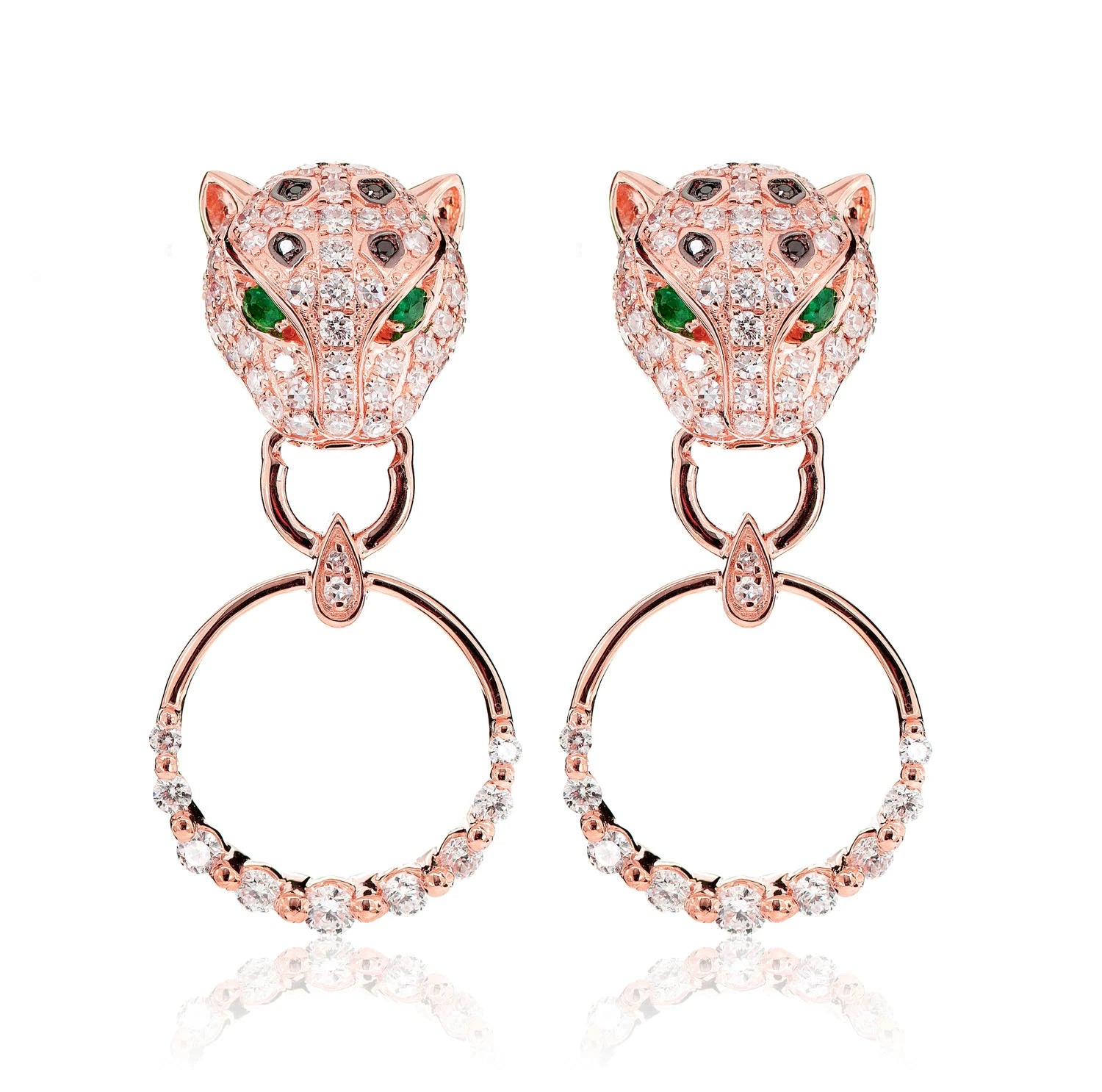 Diamond Leopard Hoop Earrings - in yellow gold (view 7 of 9)