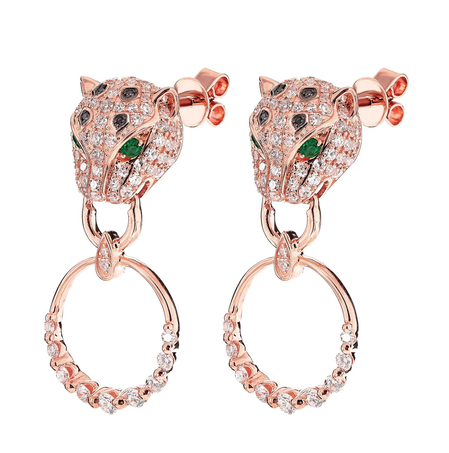Diamond Leopard Hoop Earrings - in yellow gold (view 9 of 9)
