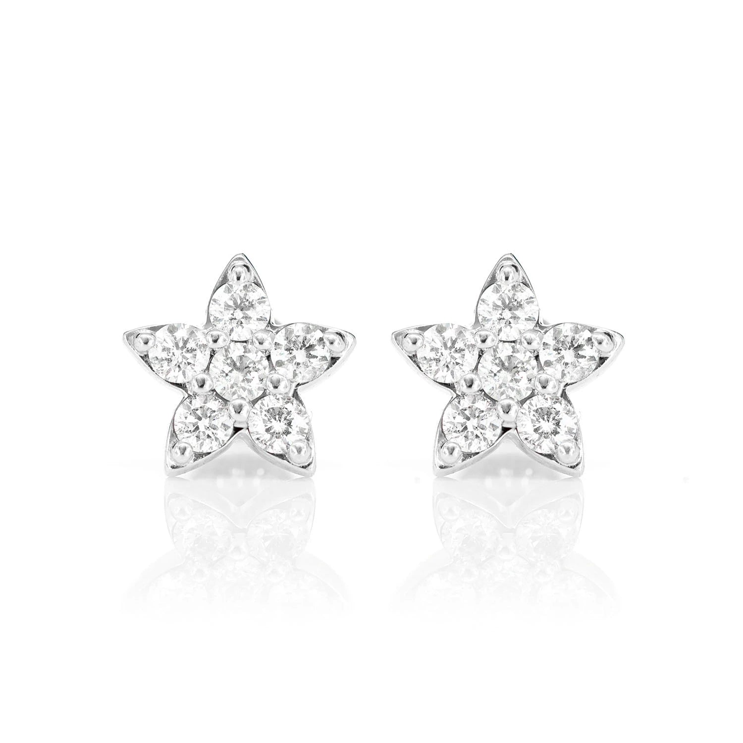 Diamond Petal Flower Stud Earrings - in yellow gold (view 3 of 6)