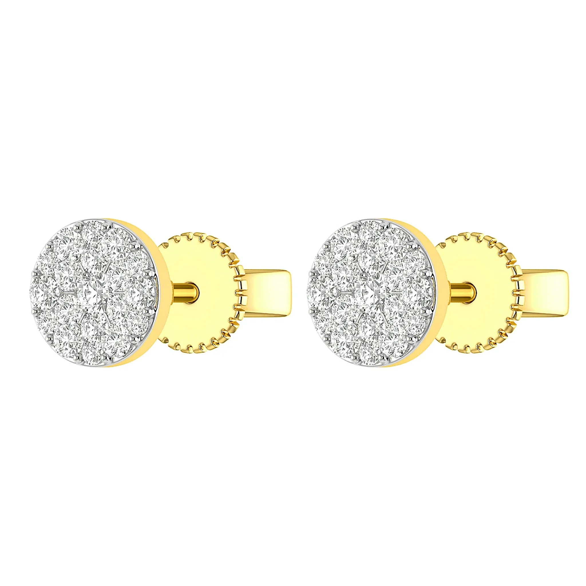 Disc Cluster Diamond Studs - earrings in yellow gold (view 2 of 9)