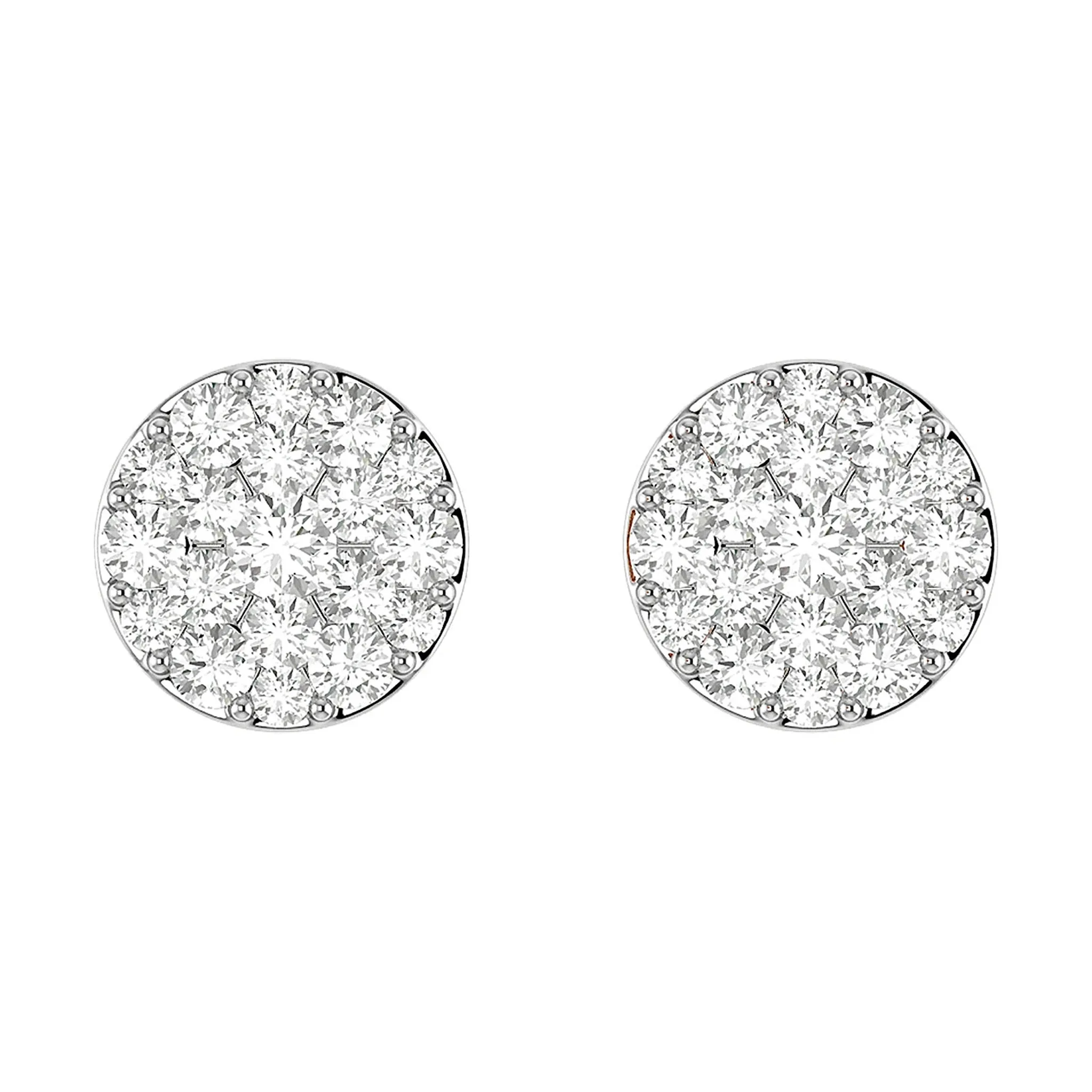 Disc Cluster Diamond Studs - earrings in yellow gold (view 3 of 9)