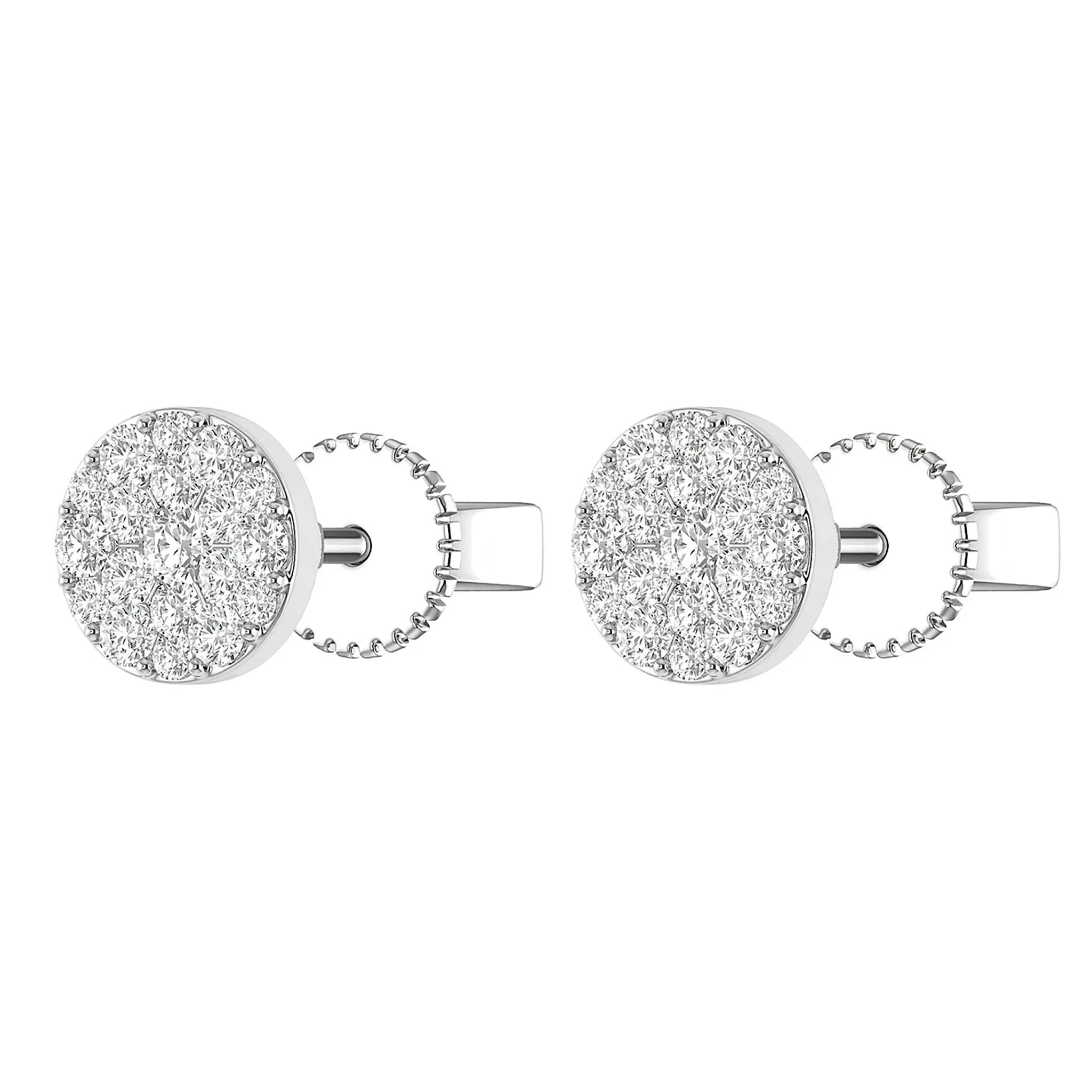 Disc Cluster Diamond Studs - earrings in yellow gold (view 4 of 9)