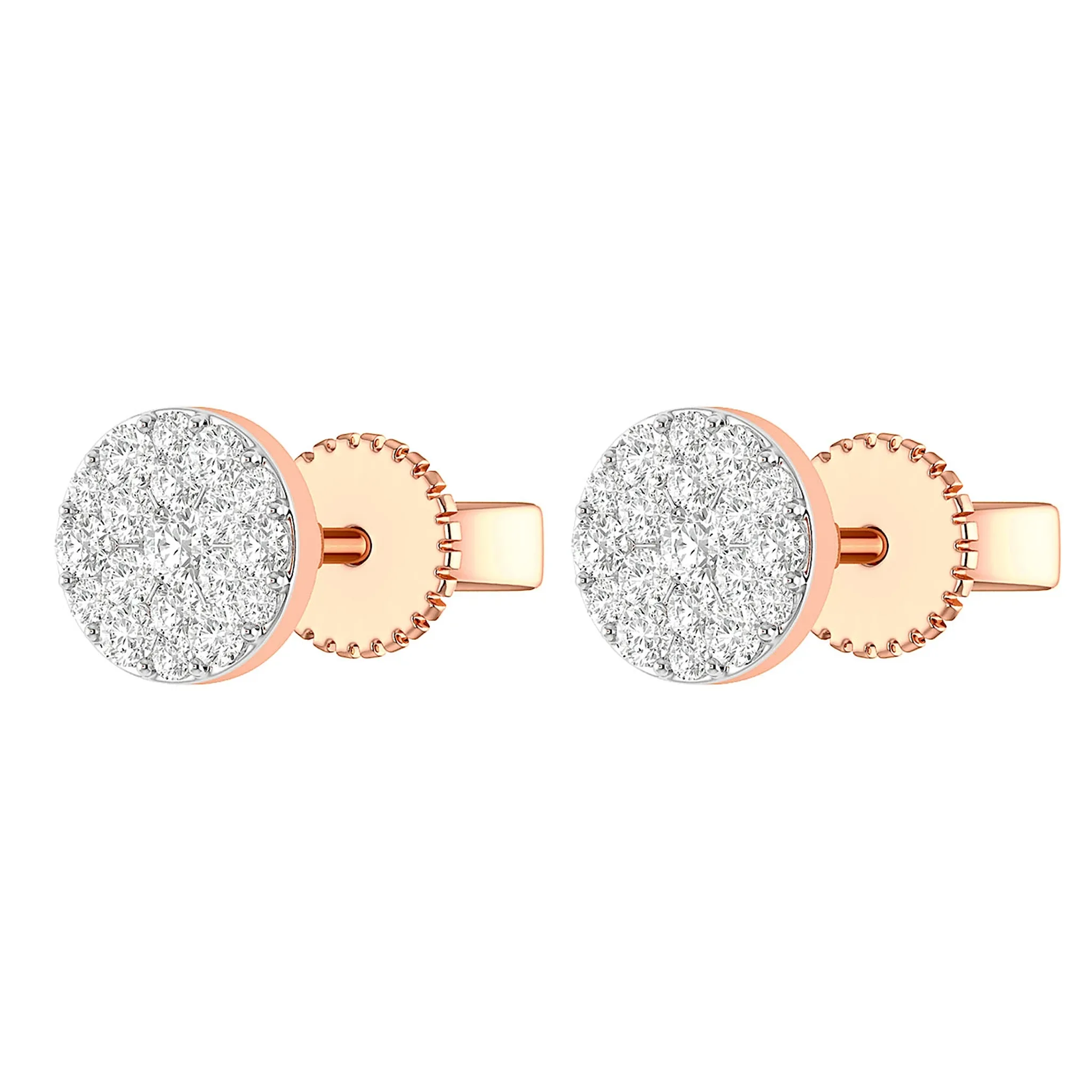 Disc Cluster Diamond Studs - earrings in yellow gold (view 6 of 9)