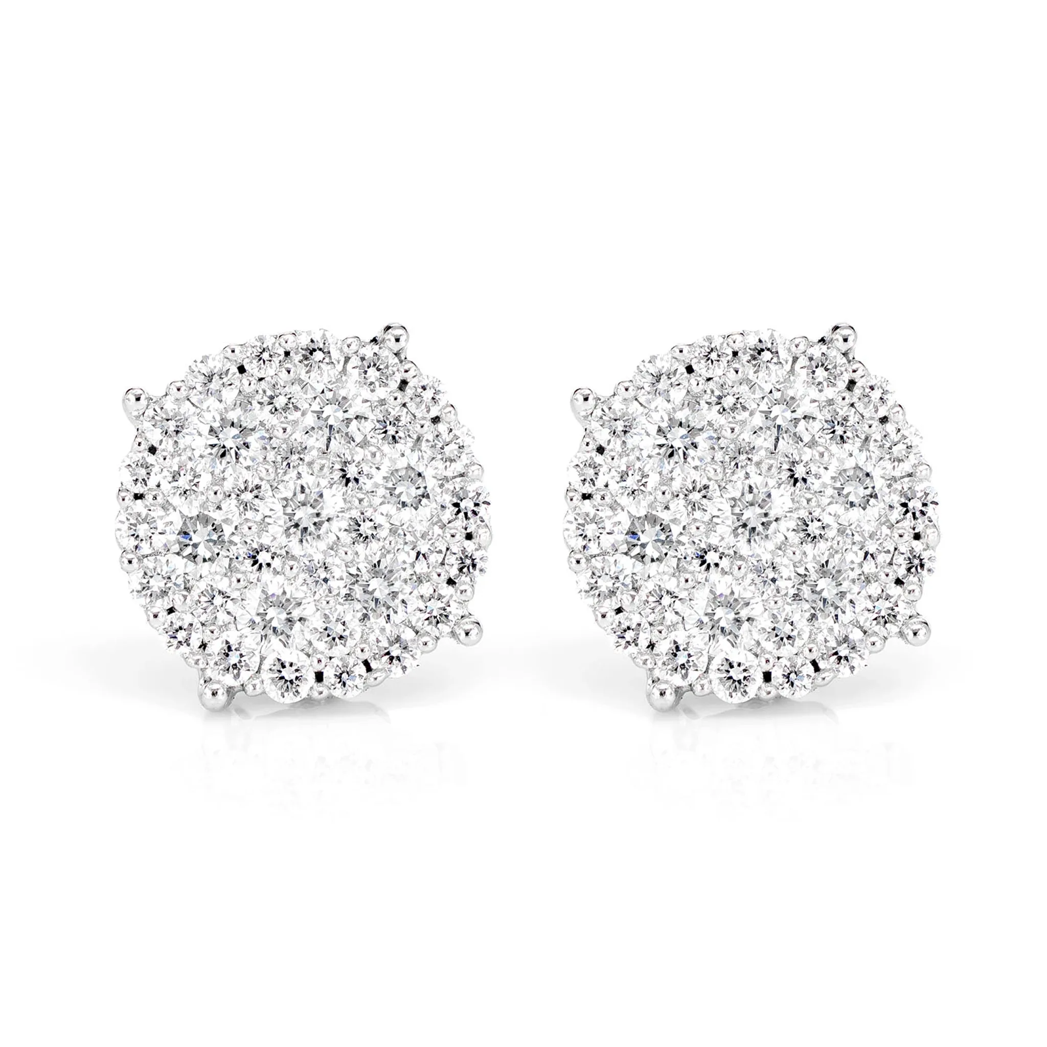 Disc Cluster Diamond Studs - earrings in yellow gold (view 7 of 9)